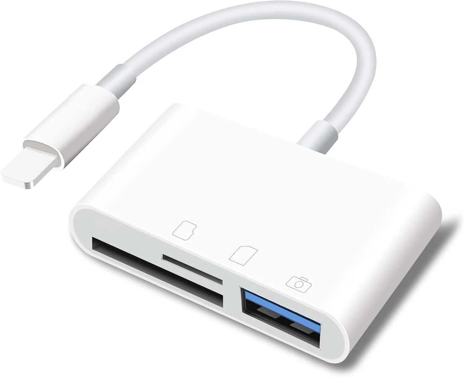 آداپتور کارت خوان SD تریفی برای آیفون و آیپد، آداپتور دوربین USB قابل حمل 3 در 1 USB Female OTG سازگار با کارت SD/TF، کارت خوان حافظه قابل حمل برای آیفون و آیپد
