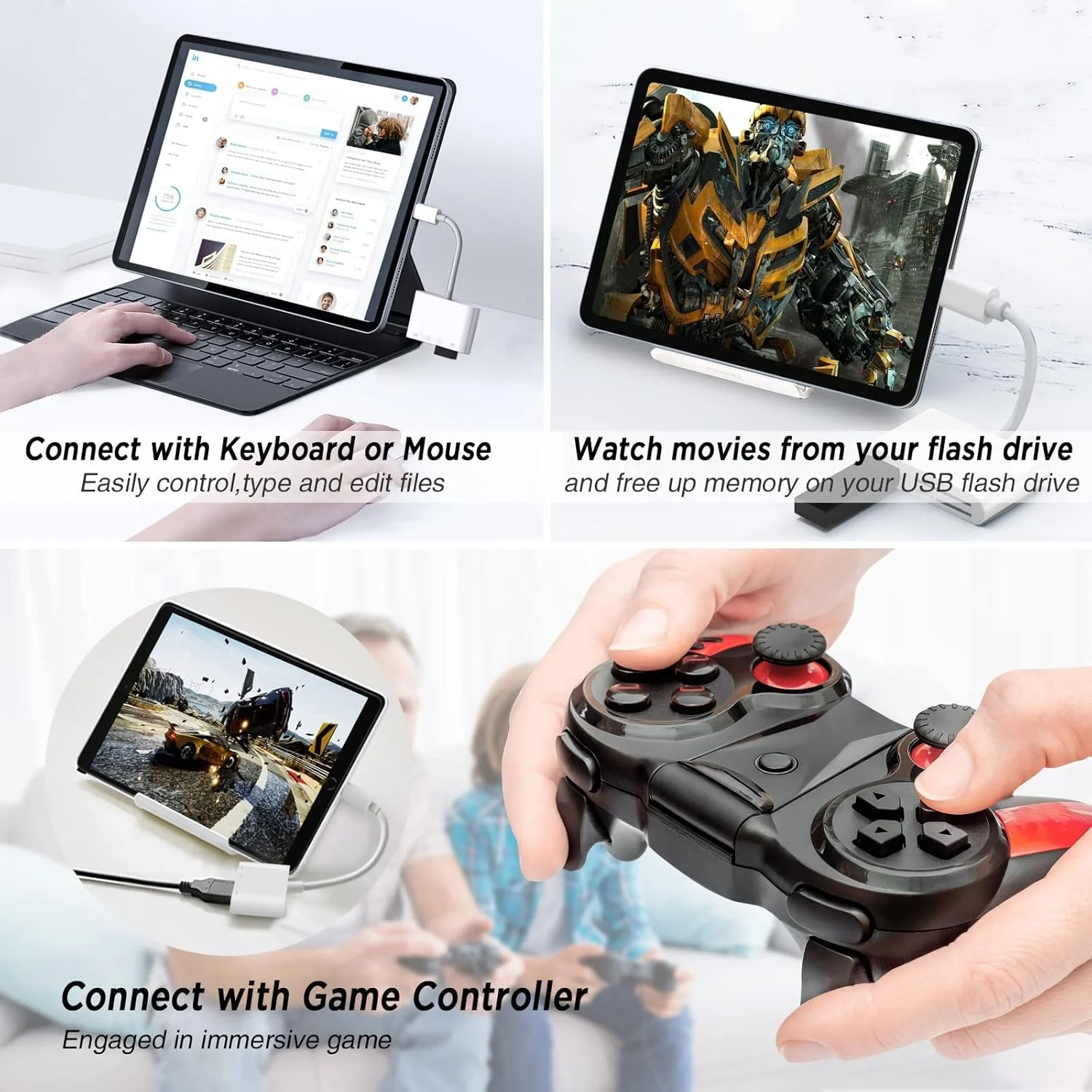 آداپتور کارت خوان SD تریفی برای آیفون و آیپد، آداپتور دوربین USB قابل حمل 3 در 1 USB Female OTG سازگار با کارت SD/TF، کارت خوان حافظه قابل حمل برای آیفون و آیپد آداپتور کارت خوان SD تریفی برای آیفون و آیپد، آداپتور دوربین USB قابل حمل 3 در 1 USB Female OTG سازگار با کارت SD/TF، کارت خوان حافظه قابل حمل برای آیفون و آیپد