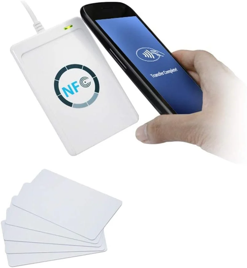 دستگاه کارت‌خوان و نویسنده NFC RFID رابیک، پشتیبانی از Mifare FeliCa و هر 4 نوع تگ NFC (ISO/IEC 18092) مدل ACR122U، کارت‌خوان حافظه برای کامپیوتر شخصی USB 3.0 A