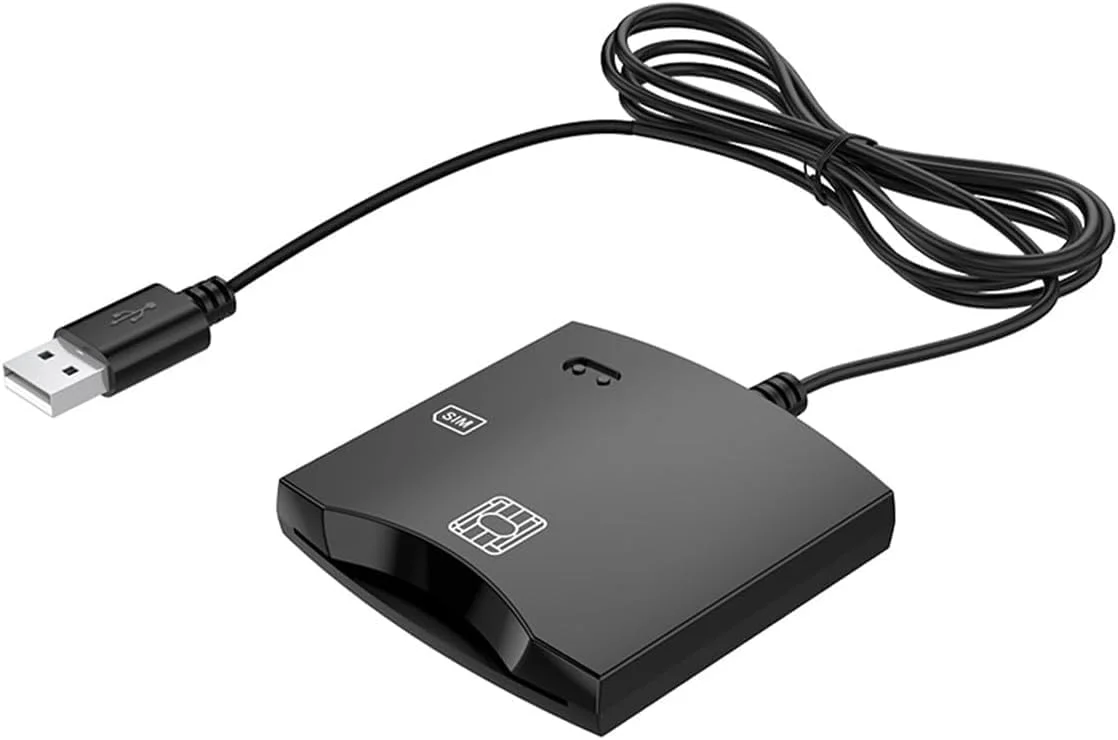 دستگاه کارت خوان هوشمند سیم کارت - برنامه نویس EMV، کارت خوان USB ISO7816، سازگار با سیستم عامل های Mac OS، Windows و Linux (مشکی)