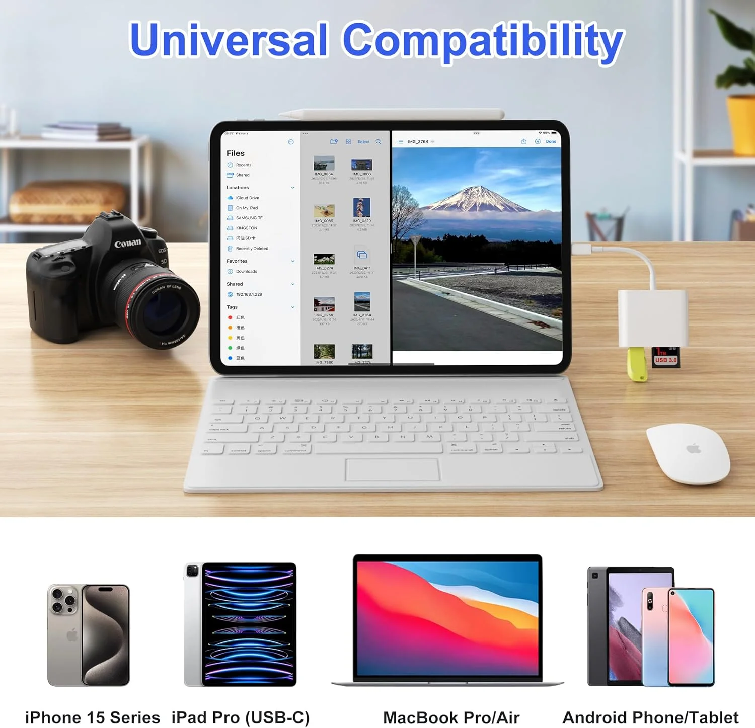 کارت خوان SD، آداپتور USB 3.0 Type C پرسرعت به کارت SD/TF برای آیفون 15/16 پرو مکس، کارت خوان حافظه با پورت SD MicroSD USB 3 برای مک/آیپد/مک بوک پرو/ایر، تلفن اندروید، تبلت کارت خوان SD، آداپتور USB 3.0 Type C پرسرعت به کارت SD/TF برای آیفون 15/16 پرو مکس، کارت خوان حافظه با پورت SD MicroSD USB 3 برای مک/آیپد/مک بوک پرو/ایر، تلفن اندروید، تبلت