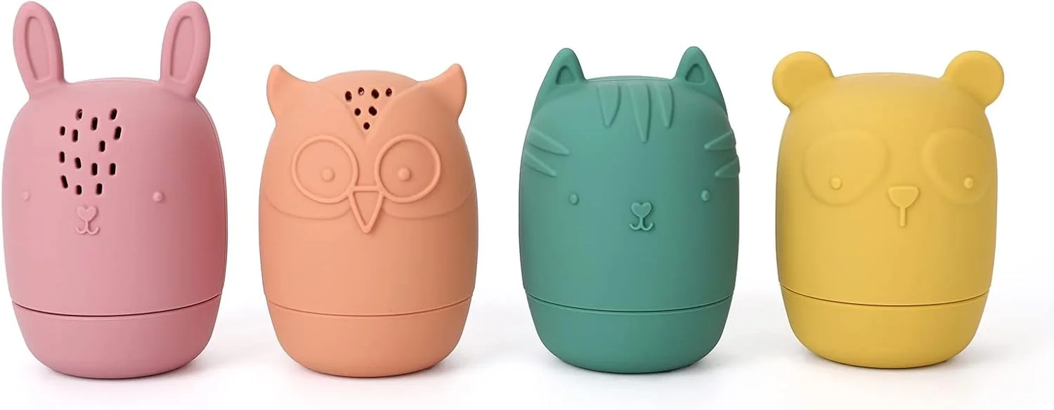 اسباب بازی های حمام سیلیکونی AULEGE، اسباب بازی های فشاری وان حمام برای کودکان نوپا 6-12-18 ماهه و بالاتر، اسباب بازی های حمام مناسب کودکان، اسباب بازی های حمام نوزاد برای کودکان 1-3 ساله