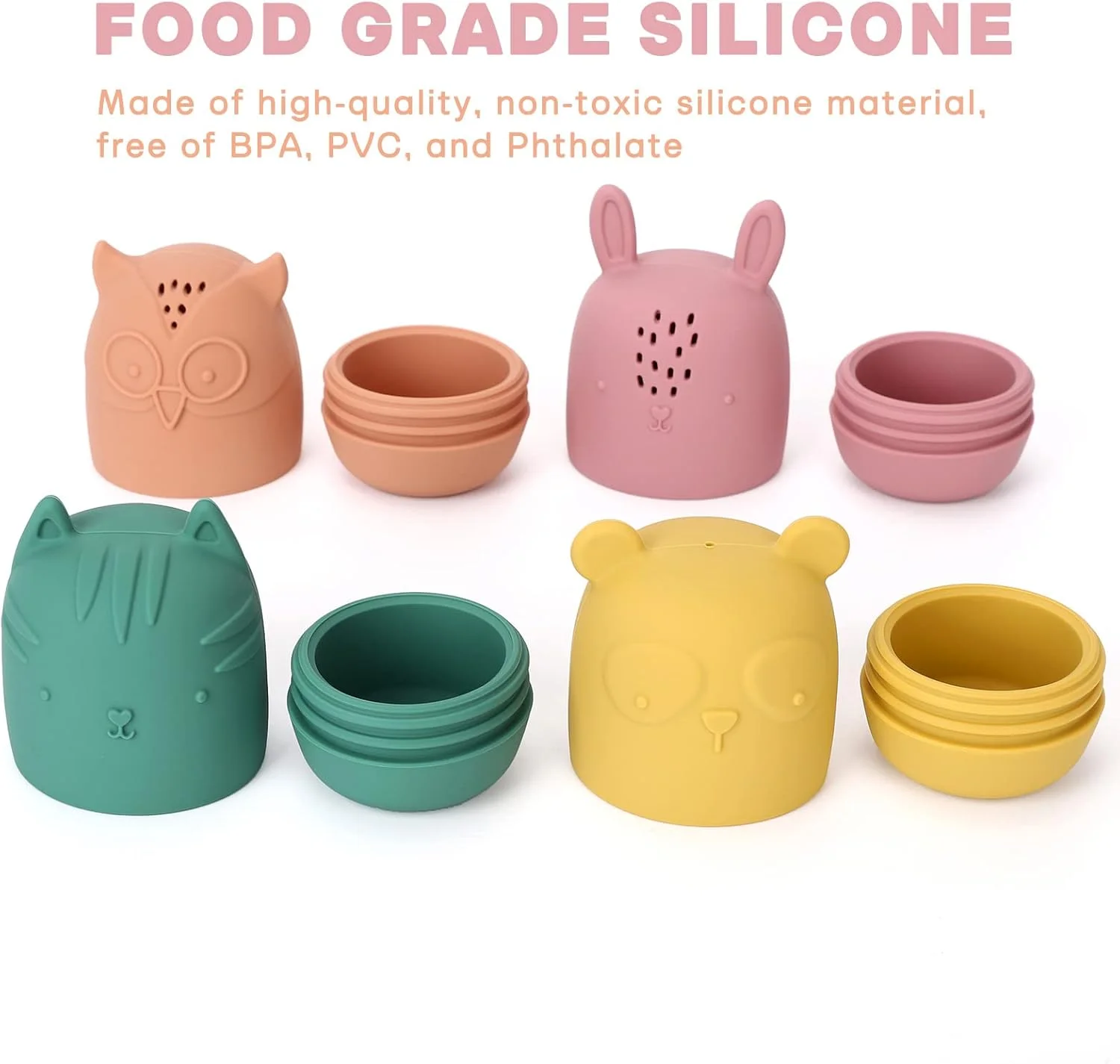 اسباب بازی های حمام سیلیکونی AULEGE، اسباب بازی های فشاری وان حمام برای کودکان نوپا 6-12-18 ماهه و بالاتر، اسباب بازی های حمام مناسب کودکان، اسباب بازی های حمام نوزاد برای کودکان 1-3 ساله