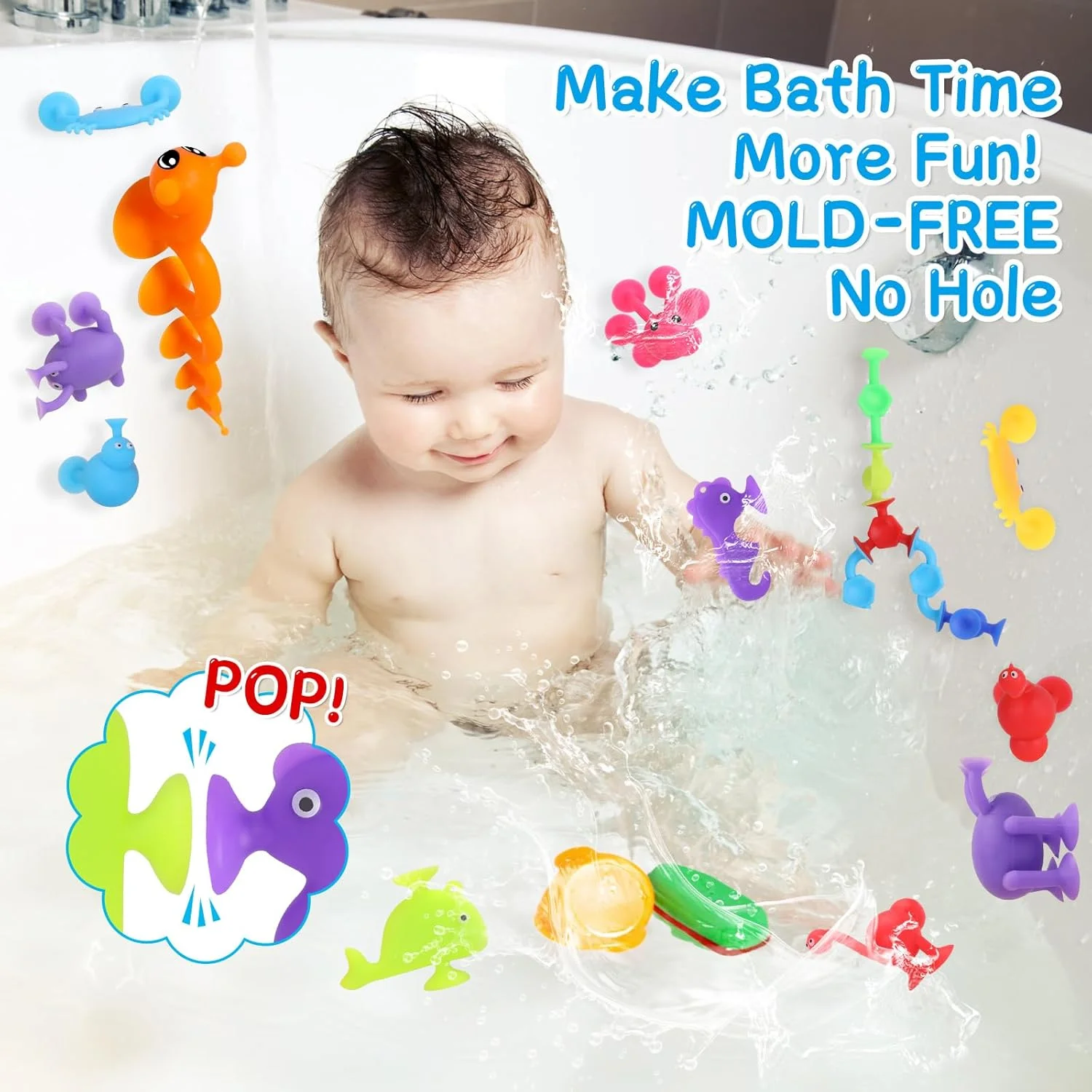 آویتایا 30 عدد اسباب بازی فنجان مکشی، اسباب بازی وان حمام کودک با پوسته تخم مرغ، اسباب بازی های دوش سیلیکونی برای سنین 4-8 سال، اسباب بازی های حسی بدون کپک برای کودکان نوپا پسران دختران 3 4 5 6 7 ساله، هدیه های کریسمس