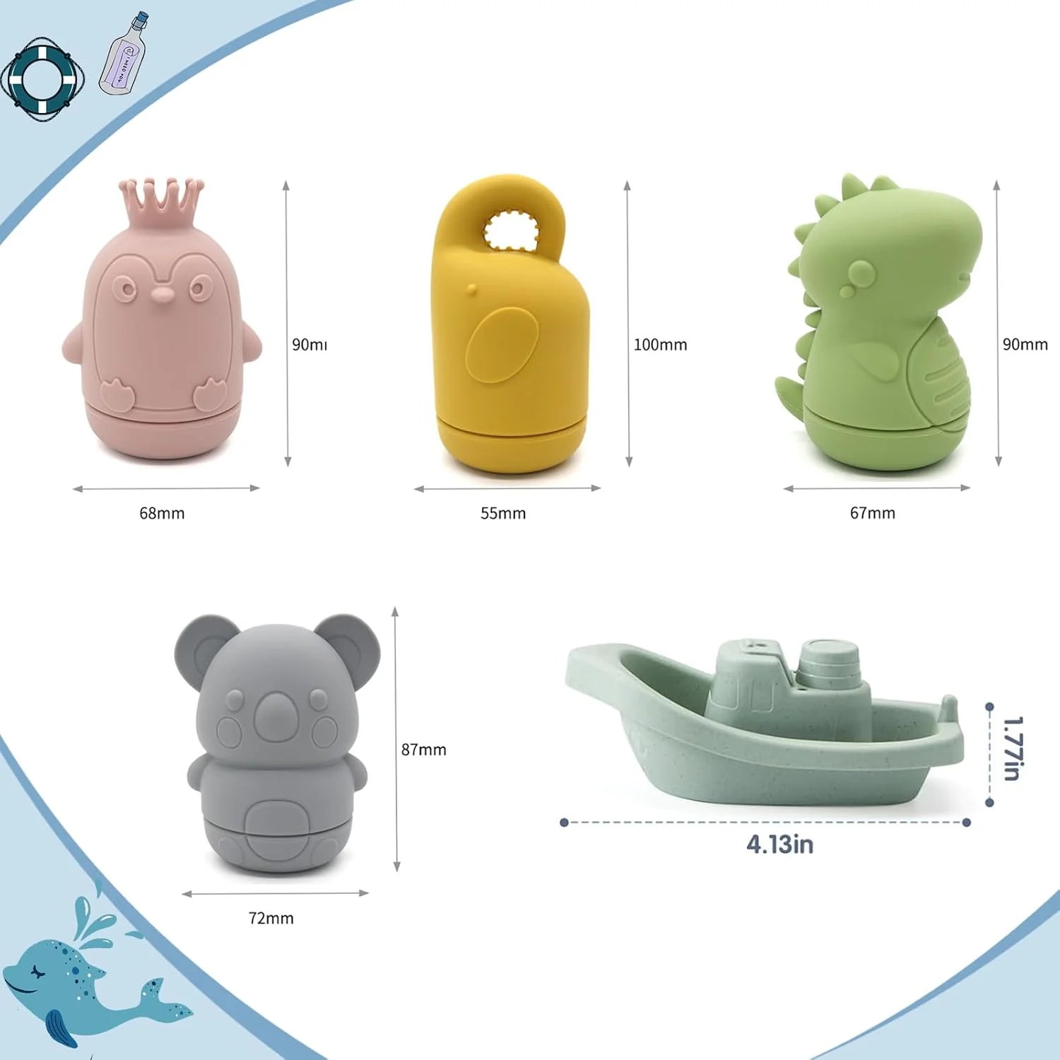 بسته 9 عددی اسباب بازی حمام، اسباب بازی حمام، اسباب بازی حمام سیلیکونی، اسباب بازی حمام کودک، حیوانات آب پاش، قایق، اسباب بازی آبی، هدیه برای نوزادان، کودکان نوپا از 0 سال، 6 ماه، 1 سال