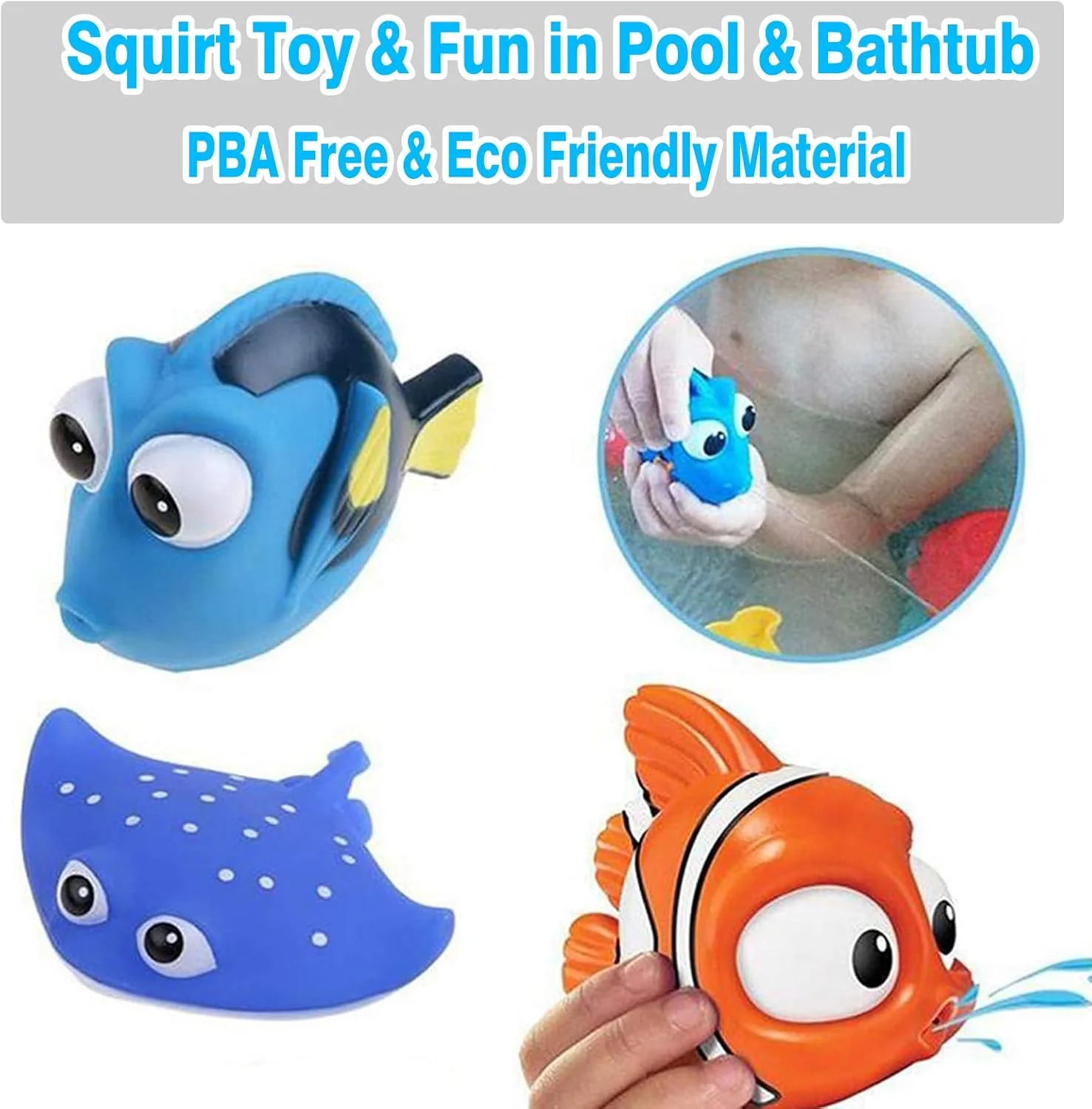 اسباب بازی های حمام کودک Anzmtosn برای پسران و دختران، اسباب بازی های ماهی بامزه برای زمان حمام نوزاد، اسباب بازی های آب پاش و اسپری برای بازی کودکان در وان حمام