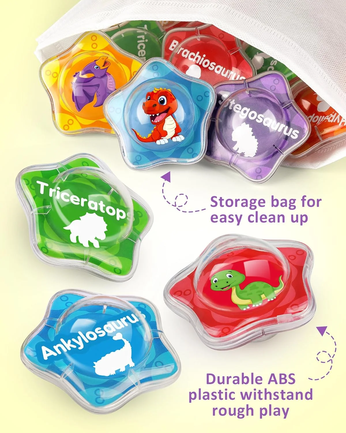 Coogam مجموعه 12 عددی اسباب بازی حمام دایناسور، مجموعه اسباب بازی شناور دایناسور برای استخر آب، ساحل، دوش، هدیه اسباب بازی آموزشی مونته سوری برای کودکان پیش دبستانی 2، 3، 4 ساله