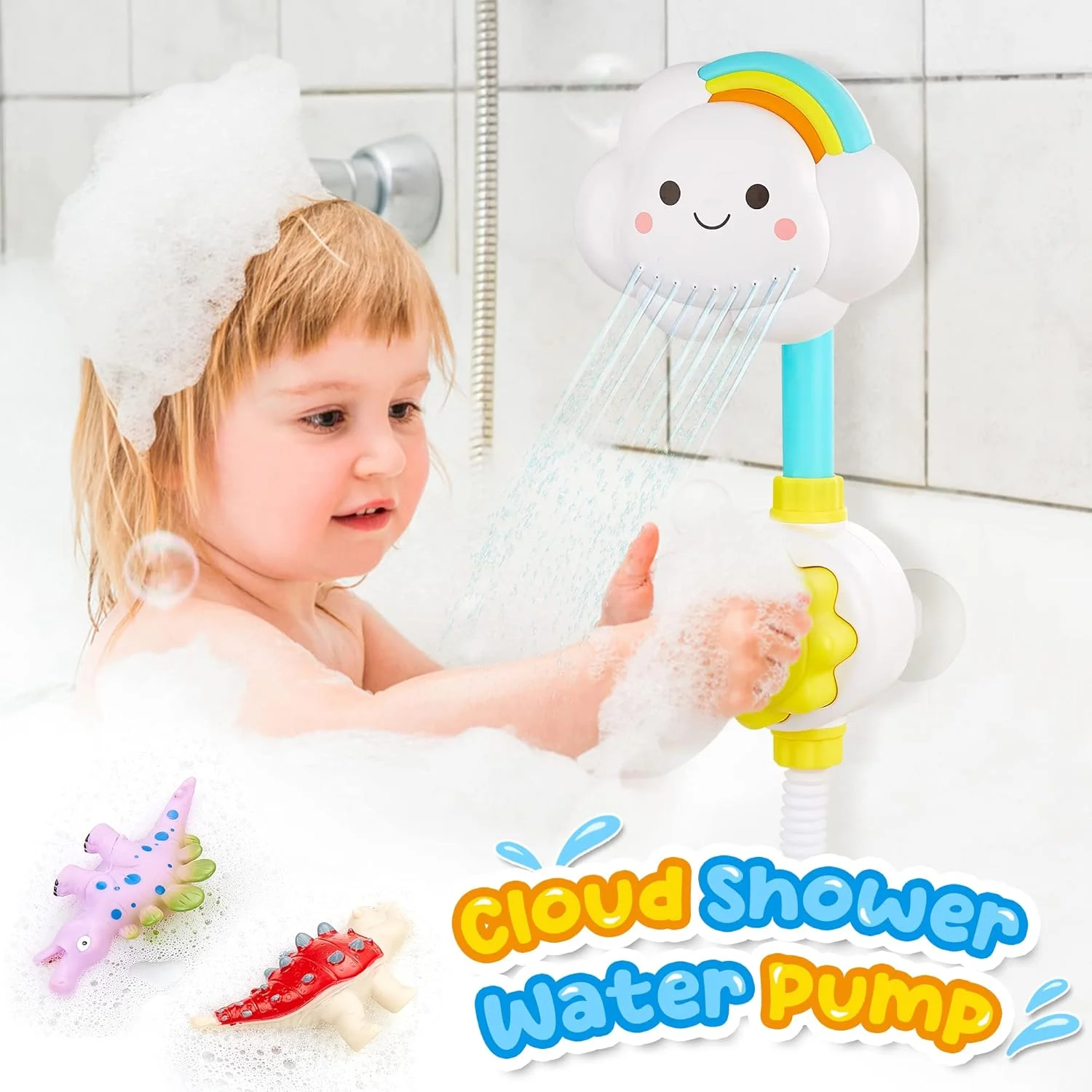 اسباب بازی حمام کودک CRIOLPO مناسب 1 تا 6 سال، اسباب بازی حمام کودک با دوش، اسباب بازی آبی کودکان با دوش، اسباب بازی کوکی بدون کپک طرح دایناسور، بازی ماهیگیری، هدیه اسباب بازی دخترانه پسرانه