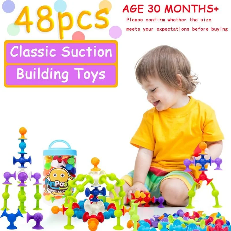 اسباب بازی های چسبونکی با مکش برای کودکان 3 سال به بالا، اسباب بازی های حسی برای کودکان طیف اوتیسم، اسباب بازی های مسافرتی، اسباب بازی های پنجره ای، اسباب بازی های آموزشی STEM، اسباب بازی های حمام با محفظه نگهداری (کوچک-48 عددی)