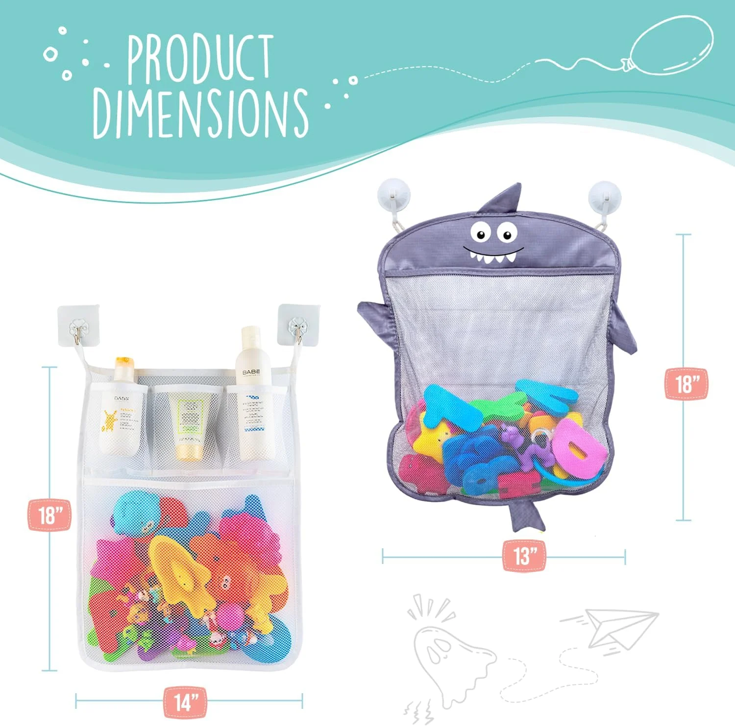 ارگانایزر اسباب بازی حمام کودک Comfylife - کوسه + 36 حروف و اعداد حمام + تور اضافی برای نگهداری اسباب بازی حمام و 10 قلاب قوی، تور حمام عالی برای کودکان، ارگانایزر اسباب بازی وان حمام و راه حل سبد حمام/دوش ارگانایزر اسباب بازی حمام کودک Comfylife - کوسه + 36 حروف و اعداد حمام + تور اضافی برای نگهداری اسباب بازی حمام و 10 قلاب قوی، تور حمام عالی برای کودکان، ارگانایزر اسباب بازی وان حمام و راه حل سبد حمام/دوش