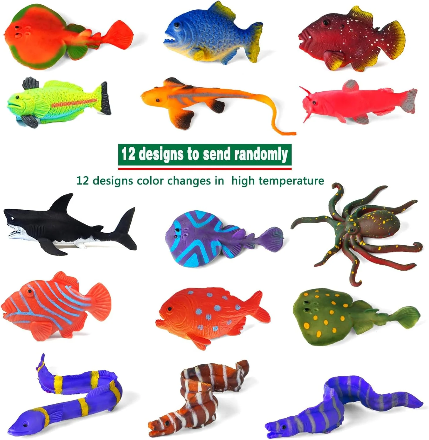 مجموعه 12 عددی اسباب بازی حیوانات دریایی تغییر رنگ دهنده، فیگورهای حیوانات اقیانوسی تغییر رنگ دهنده، اسباب بازی های حمام بدون کپک برای کودکان نوپا، اسباب بازی های میز آبی، اسباب بازی های ماهی شناور لاستیکی برای لوازم مهمانی با تم، پرکننده های کیسه های هدیه مجموعه 12 عددی اسباب بازی حیوانات دریایی تغییر رنگ دهنده، فیگورهای حیوانات اقیانوسی تغییر رنگ دهنده، اسباب بازی های حمام بدون کپک برای کودکان نوپا، اسباب بازی های میز آبی، اسباب بازی های ماهی شناور لاستیکی برای لوازم مهمانی با تم، پرکننده های کیسه های هدیه
