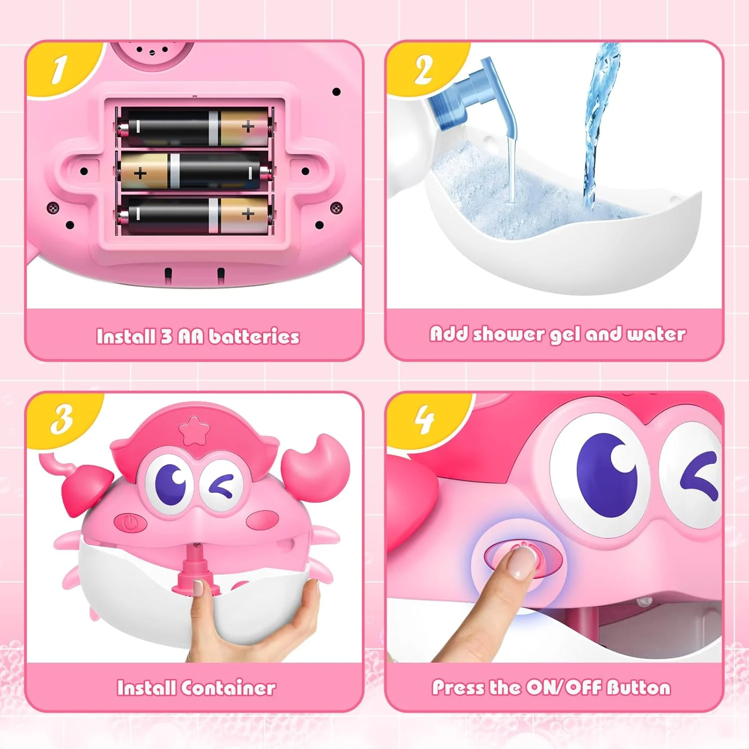 اسباب بازی های حمام، اسباب بازی حمام کودک طرح خرچنگ، دستگاه حباب ساز حمام با نور RGB رنگارنگ، هدیه تولد عالی برای پسران و دختران، اسباب بازی کودک نوپا برای کودکان 1-3 4-8 ساله اسباب بازی های حمام، اسباب بازی حمام کودک طرح خرچنگ، دستگاه حباب ساز حمام با نور RGB رنگارنگ، هدیه تولد عالی برای پسران و دختران، اسباب بازی کودک نوپا برای کودکان 1-3 4-8 ساله