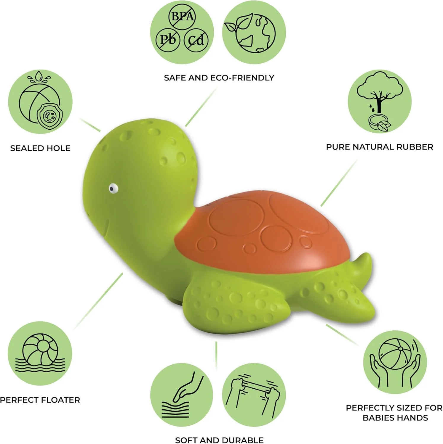 اسباب بازی حمام لاک پشت دریایی مله Caaocho، ساخته شده از لاستیک طبیعی خالص اسباب بازی حمام لاک پشت دریایی مله Caaocho، ساخته شده از لاستیک طبیعی خالص