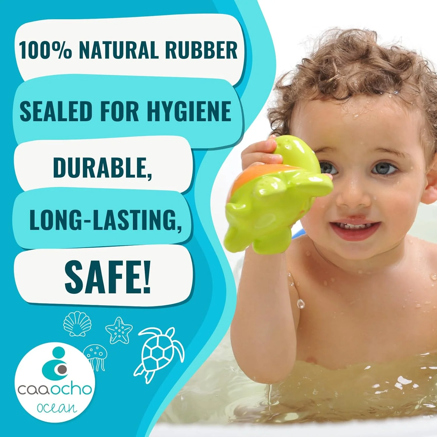 اسباب بازی حمام لاک پشت دریایی مله Caaocho، ساخته شده از لاستیک طبیعی خالص اسباب بازی حمام لاک پشت دریایی مله Caaocho، ساخته شده از لاستیک طبیعی خالص