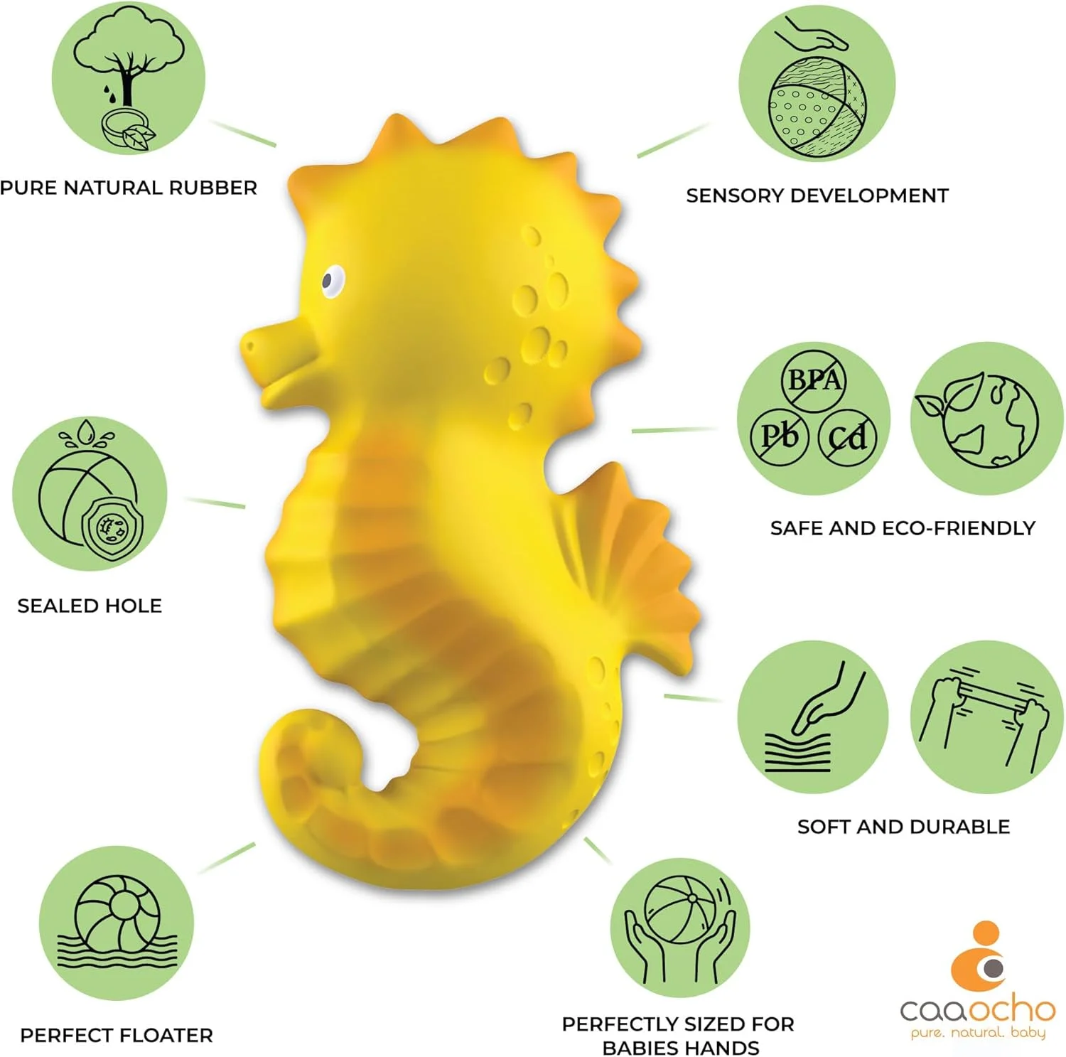 CaaOcho - اسباب بازی آبی برای کودکان - "نالو اسب دریایی" - اسباب بازی حمام ارگانیک برای نوزاد از 0 ماهگی - اسباب بازی برای وان حمام ساخته شده از لاستیک طبیعی - بدون مواد افزودنی شیمیایی CaaOcho - اسباب بازی آبی برای کودکان - "نالو اسب دریایی" - اسباب بازی حمام ارگانیک برای نوزاد از 0 ماهگی - اسباب بازی برای وان حمام ساخته شده از لاستیک طبیعی - بدون مواد افزودنی شیمیایی