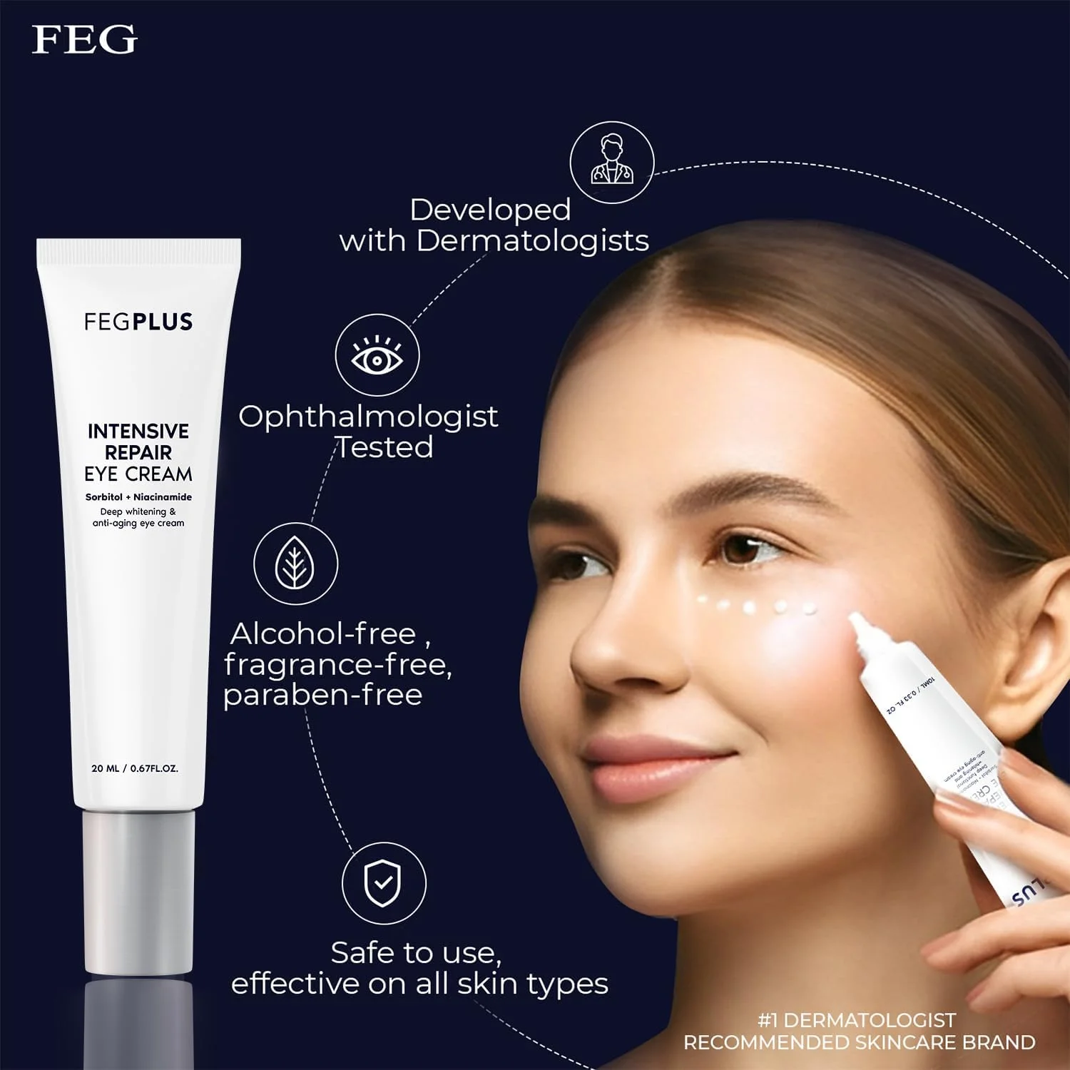 کرم دور چشم FEGPLUS، درمان تیرگی دور چشم برای مراقبت از چروک (20 میلی لیتر)، ژل کرم ضد پیری برای صاف کردن خطوط ریز و آبرسانی ناحیه چشم با سوربیتول و 15% نیاسینامید، محافظت در برابر UVA و UVB کرم دور چشم FEGPLUS، درمان تیرگی دور چشم برای مراقبت از چروک (20 میلی لیتر)، ژل کرم ضد پیری برای صاف کردن خطوط ریز و آبرسانی ناحیه چشم با سوربیتول و 15% نیاسینامید، محافظت در برابر UVA و UVB