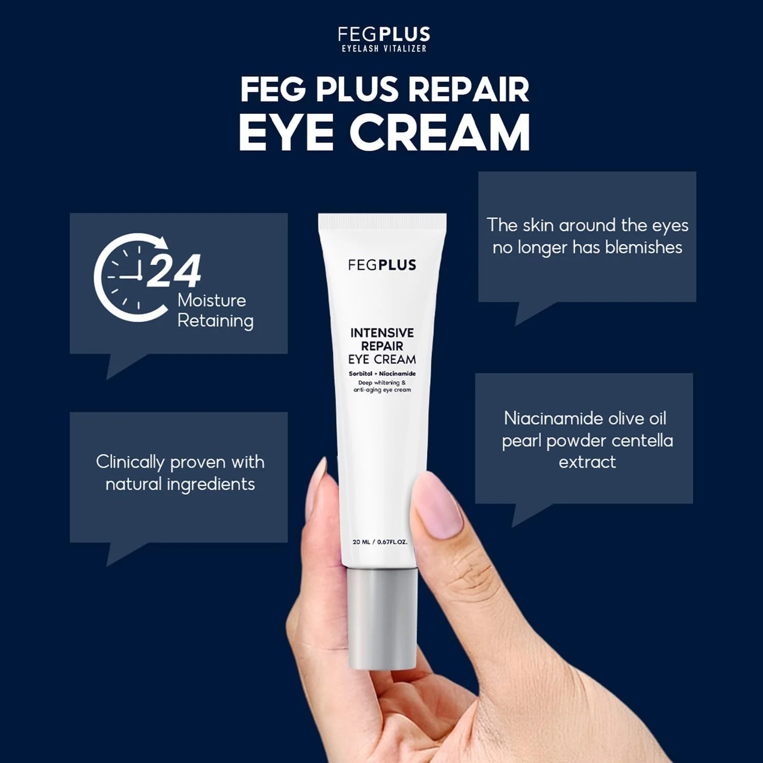 کرم دور چشم FEGPLUS، درمان سیاهی دور چشم برای مراقبت از چروک (20 میلی لیتر)، ژل کرم ضد پیری برای صاف کردن خطوط ریز و آبرسانی ناحیه چشم با سوربیتول و 15% نیاسینامید، محافظت در برابر UVA و UVB کرم دور چشم FEGPLUS، درمان سیاهی دور چشم برای مراقبت از چروک (20 میلی لیتر)، ژل کرم ضد پیری برای صاف کردن خطوط ریز و آبرسانی ناحیه چشم با سوربیتول و 15% نیاسینامید، محافظت در برابر UVA و UVB