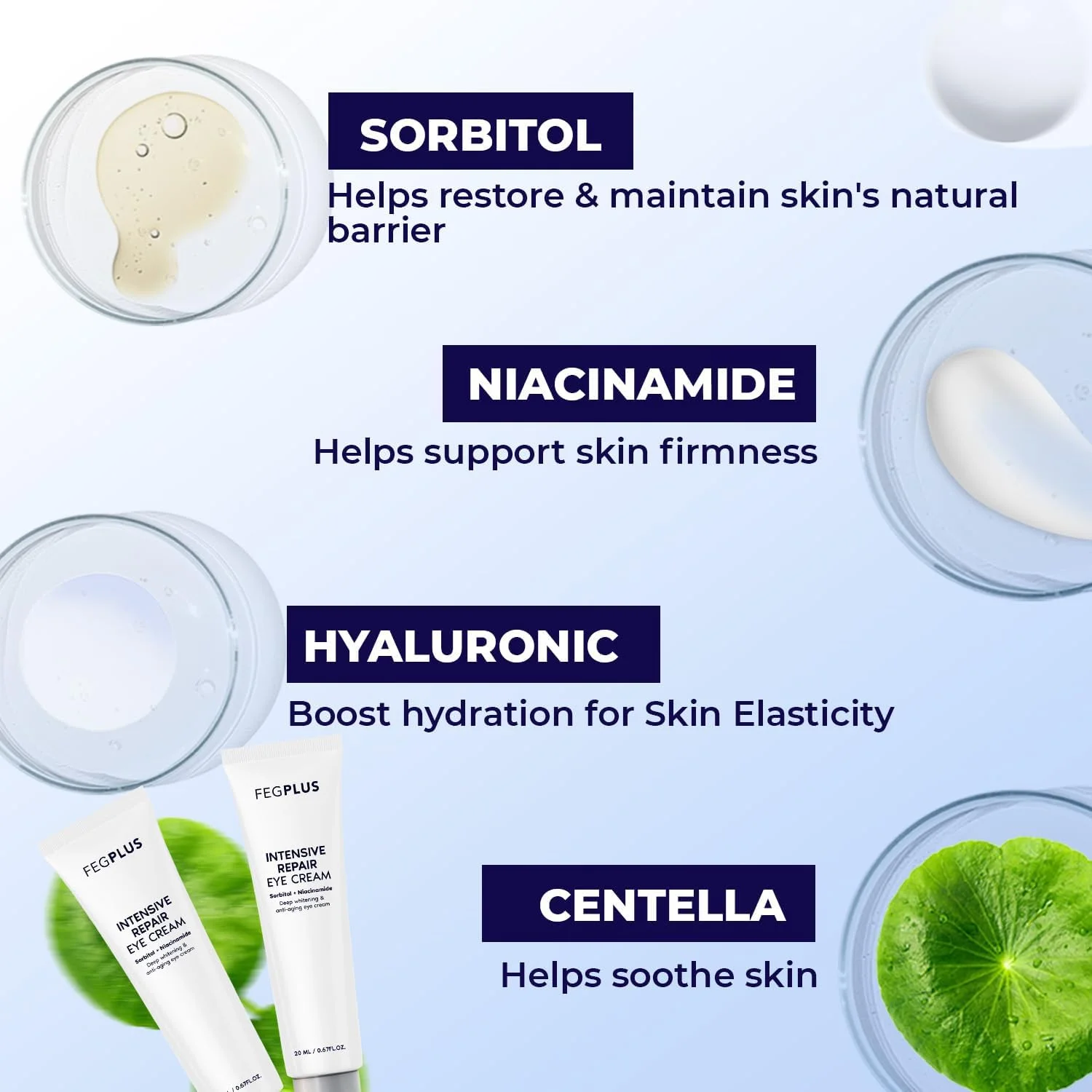 کرم دور چشم FEGPLUS، درمان تیرگی دور چشم برای مراقبت از چروک (20 میلی لیتر)، ژل کرم ضد پیری برای صاف کردن خطوط ریز و آبرسانی ناحیه چشم با سوربیتول و 15% نیاسینامید، محافظت در برابر UVA و UVB کرم دور چشم FEGPLUS، درمان تیرگی دور چشم برای مراقبت از چروک (20 میلی لیتر)، ژل کرم ضد پیری برای صاف کردن خطوط ریز و آبرسانی ناحیه چشم با سوربیتول و 15% نیاسینامید، محافظت در برابر UVA و UVB