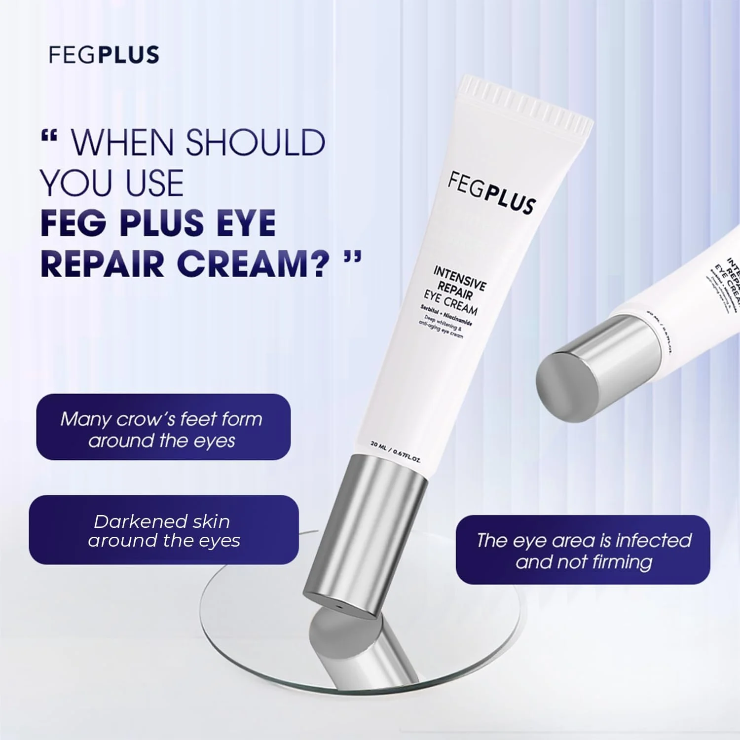 کرم دور چشم FEGPLUS، درمان تیرگی دور چشم برای مراقبت از چروک (20 میلی لیتر)، ژل کرم ضد پیری برای صاف کردن خطوط ریز و آبرسانی ناحیه چشم با سوربیتول و 15% نیاسینامید، محافظت در برابر UVA و UVB کرم دور چشم FEGPLUS، درمان تیرگی دور چشم برای مراقبت از چروک (20 میلی لیتر)، ژل کرم ضد پیری برای صاف کردن خطوط ریز و آبرسانی ناحیه چشم با سوربیتول و 15% نیاسینامید، محافظت در برابر UVA و UVB