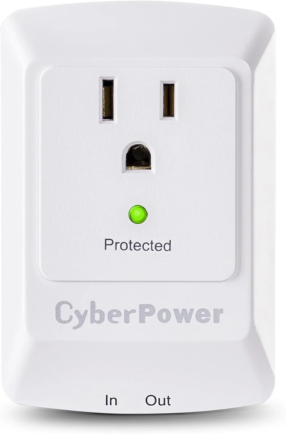 محافظ برق حرفه ای سایبرپاور CSP100TW با محافظت تلفن، 900 ژول/125 ولت، 1 خروجی، دوشاخه دیواری