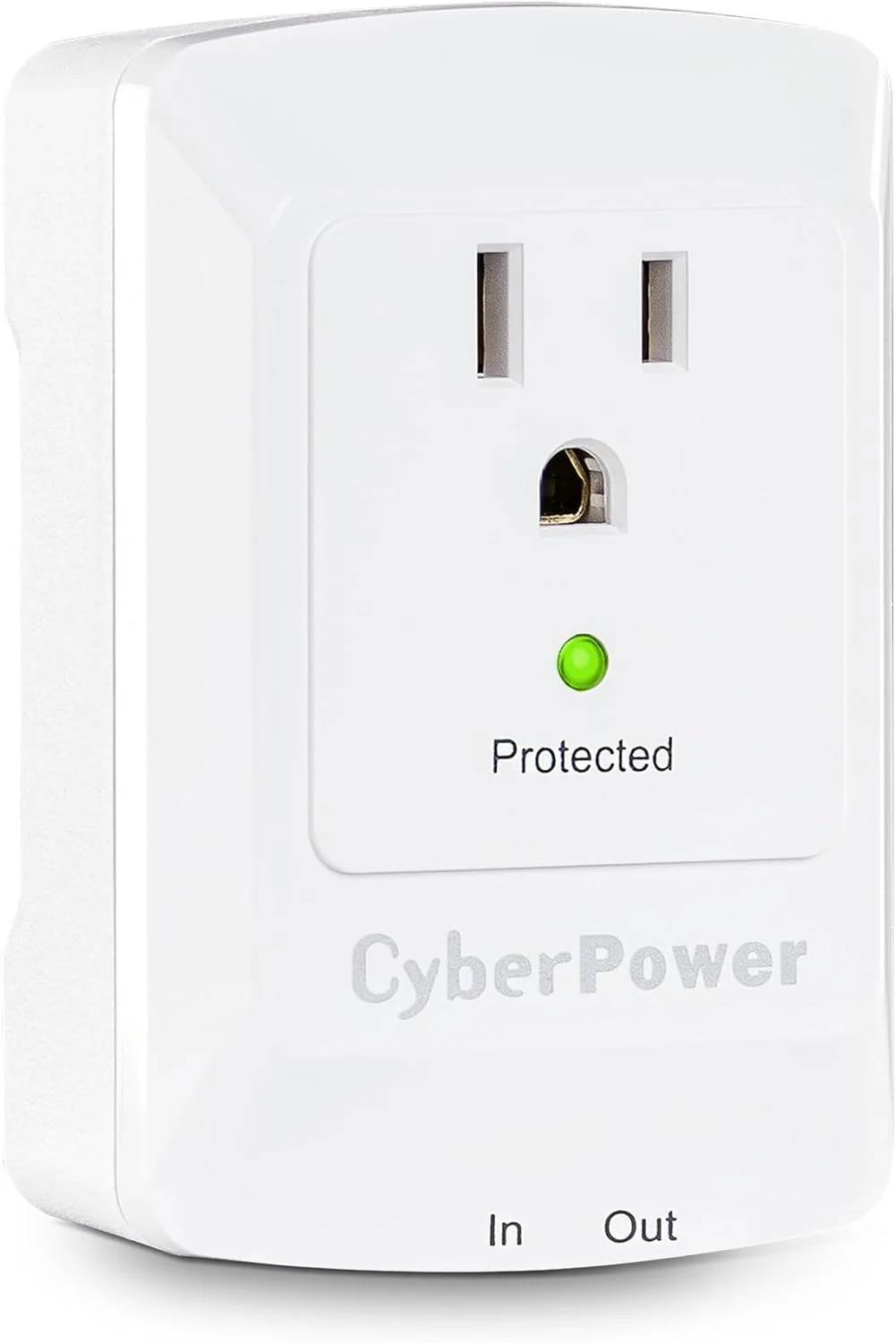 محافظ برق حرفه ای سایبرپاور CSP100TW با محافظت تلفن، 900 ژول/125 ولت، 1 خروجی، دوشاخه دیواری