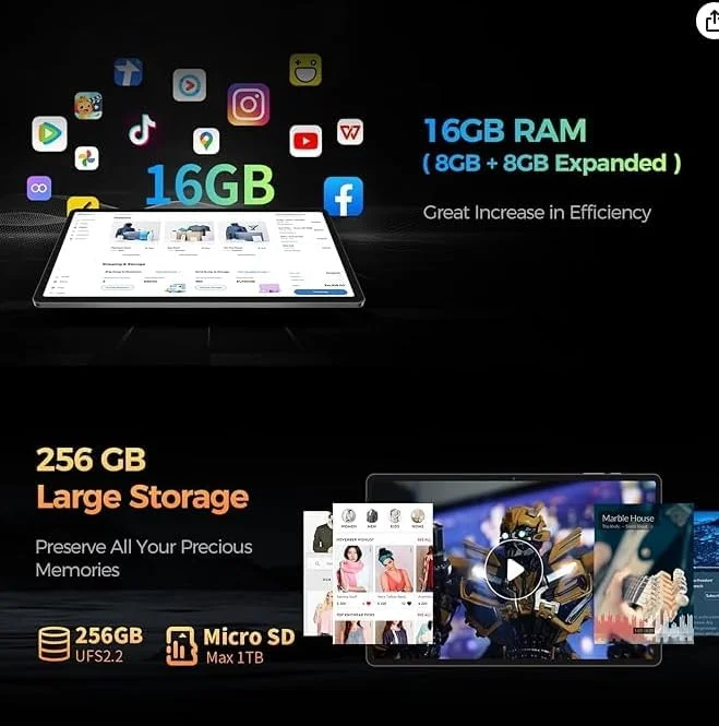 تبلت Teclat T50 PRO MAX با 16 گیگابایت رم + 256 گیگابایت حافظه داخلی، صفحه نمایش 11 اینچی 2K اندروید 13 با رزولوشن 2000x1200، پردازنده MTK G99 هشت هسته ای، شبکه 4G، درگاه Type-C و شارژ سریع 18 واتی تبلت Teclat T50 PRO MAX با 16 گیگابایت رم + 256 گیگابایت حافظه داخلی، صفحه نمایش 11 اینچی 2K اندروید 13 با رزولوشن 2000x1200، پردازنده MTK G99 هشت هسته ای، شبکه 4G، درگاه Type-C و شارژ سریع 18 واتی