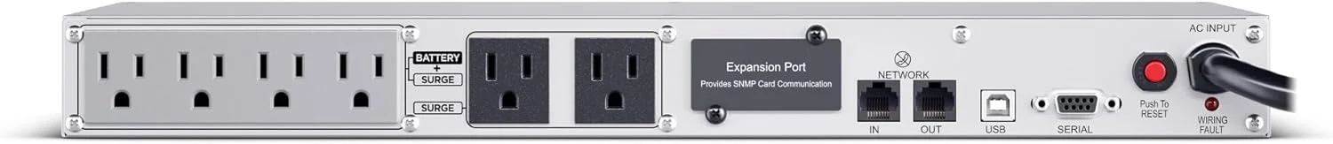 منبع تغذیه بدون وقفه سینوسی CyberPower CP700PFCRM1U با محافظ برق و باتری، 700VA/400W، 6 خروجی، AVR، نصب در رک 1U; دارای گواهی UL منبع تغذیه بدون وقفه سینوسی CyberPower CP700PFCRM1U با محافظ برق و باتری، 700VA/400W، 6 خروجی، AVR، نصب در رک 1U; دارای گواهی UL