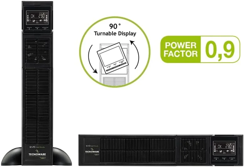 یو پی اس تکنوور EVO DSP PLUS 2,400 RACK TOWER - توان 2,400 ولت آمپر PF 0.9. تکنولوژی آنلاین (VFI) DSP، بازدهی 94٪، ورودی/خروجی 230 / 230Vac 50 / 60Hz، خروجی سوکت های IEC