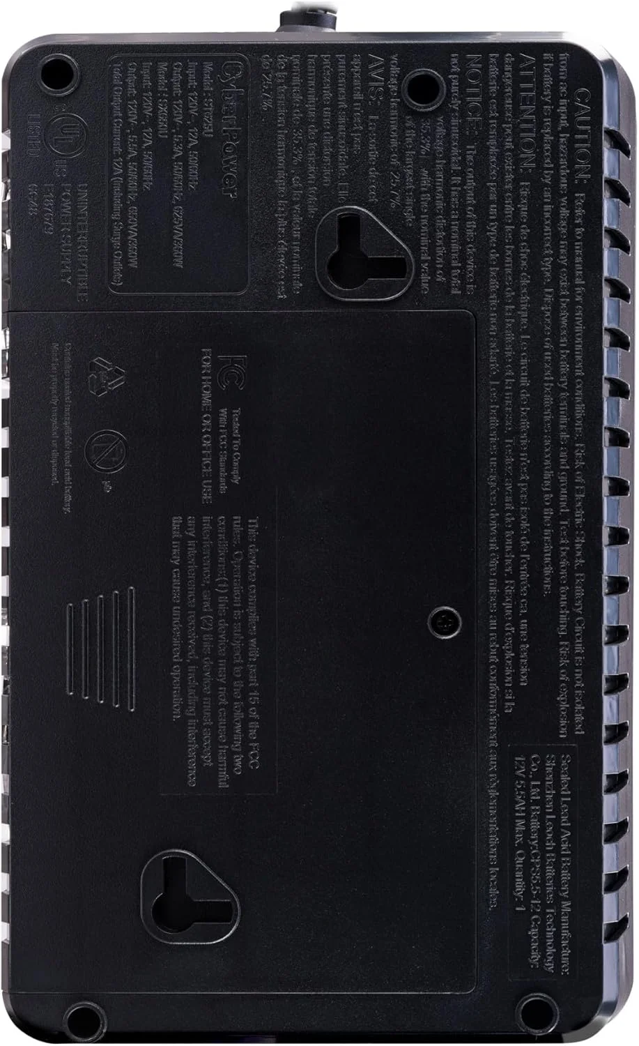 سیستم منبع تغذیه بدون وقفه CyberPower ST625U، 625VA/360W، 8 خروجی، 2 پورت شارژ USB، جمع و جور سیستم منبع تغذیه بدون وقفه CyberPower ST625U، 625VA/360W، 8 خروجی، 2 پورت شارژ USB، جمع و جور