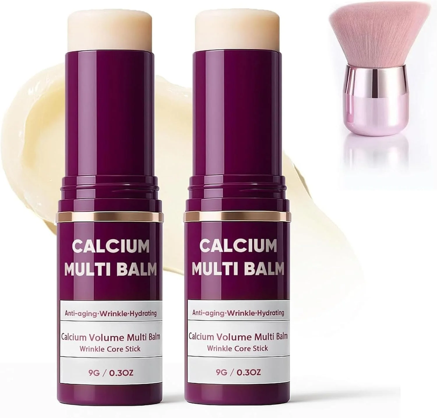 بالم چند منظوره کلسیم، بالم حجم دهنده کلسیم، استیک ضد چروک، استیک مرطوب کننده کلاژن، ضد پیری، آبرسان، بالم های آبرسان و سفت کننده، مناسب برای چشم، گردن، صورت (2 عدد)