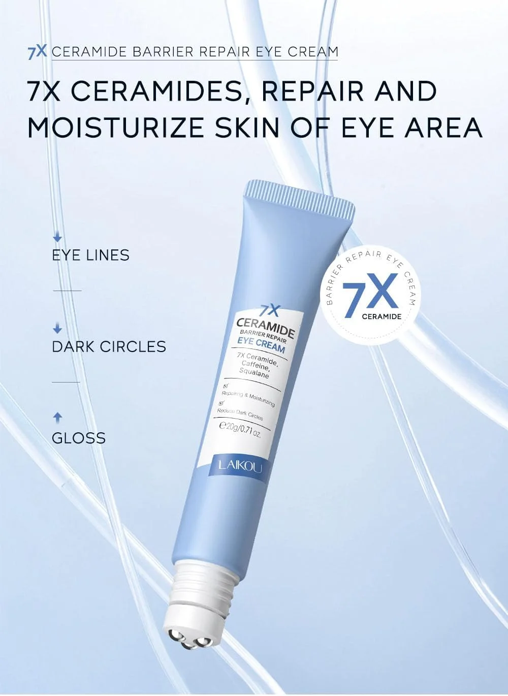 کرم دور چشم سرامید، کرم دور چشم آبرسان و ضد پیری برای چروک، کرم دور چشم حلقه تیره با سر ماساژ، مرطوب کننده دور چشم برای انواع پوست، مناسب برای خانم ها و آقایان کرم دور چشم سرامید، کرم دور چشم آبرسان و ضد پیری برای چروک، کرم دور چشم حلقه تیره با سر ماساژ، مرطوب کننده دور چشم برای انواع پوست، مناسب برای خانم ها و آقایان