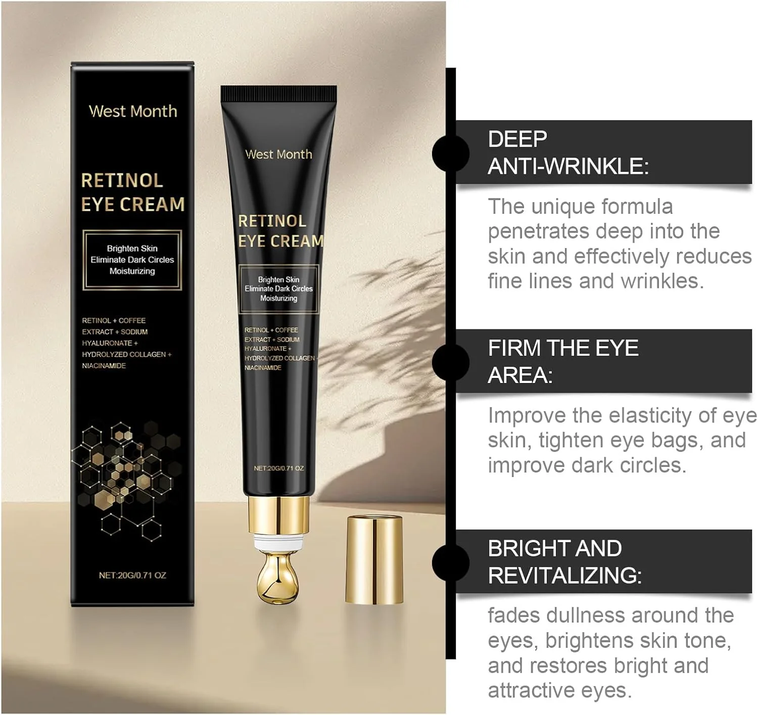 کرم دور چشم ضد پیری برای سیاهی و پف، درمان آبرسان زیر چشم با اسید هیالورونیک و کافئین، صاف کننده خطوط ریز، روشن کننده و سفت کننده ناحیه چشم، 20 میلی لیتر مراقبت روزانه از پوست برای آقایان و بانوان کرم دور چشم ضد پیری برای سیاهی و پف، درمان آبرسان زیر چشم با اسید هیالورونیک و کافئین، صاف کننده خطوط ریز، روشن کننده و سفت کننده ناحیه چشم، 20 میلی لیتر مراقبت روزانه از پوست برای آقایان و بانوان