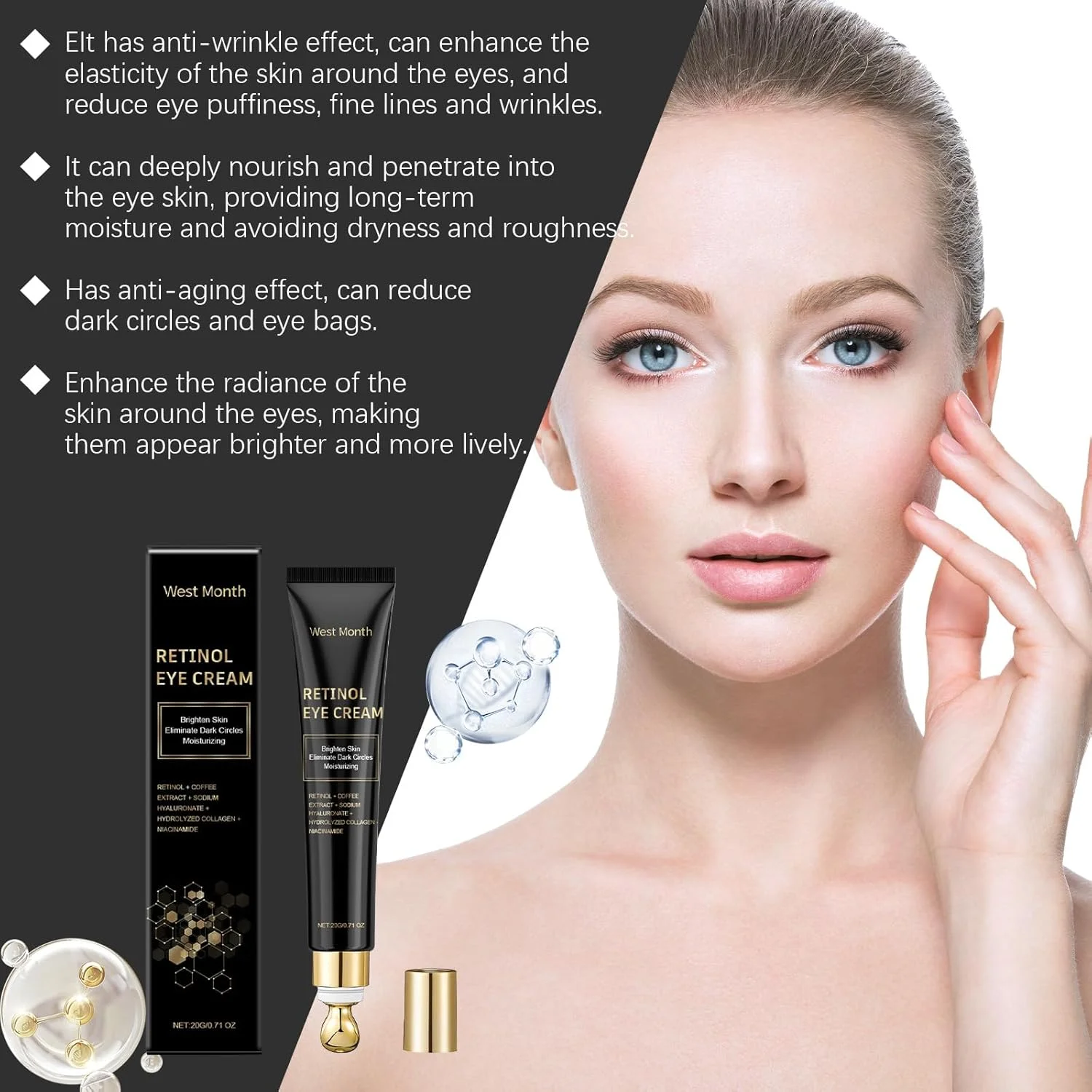 کرم دور چشم ضد پیری برای سیاهی و پف، آبرسان زیر چشم با اسید هیالورونیک و کافئین، صاف کننده خطوط ریز، روشن کننده و سفت کننده ناحیه چشم، 20 میلی لیتر مراقبت روزانه پوست برای آقایان و بانوان کرم دور چشم ضد پیری برای سیاهی و پف، آبرسان زیر چشم با اسید هیالورونیک و کافئین، صاف کننده خطوط ریز، روشن کننده و سفت کننده ناحیه چشم، 20 میلی لیتر مراقبت روزانه پوست برای آقایان و بانوان