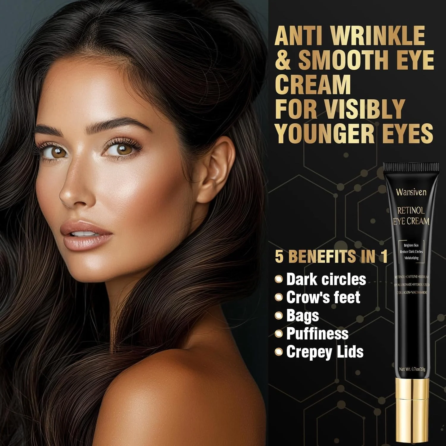 کرم دور چشم ضد پیری برای تیرگی و پف، آبرسان زیر چشم با اسید هیالورونیک و کافئین، صاف کننده خطوط ریز، روشن کننده و سفت کننده ناحیه چشم، 20 میلی لیتر مراقبت روزانه پوست برای آقایان و خانم ها کرم دور چشم ضد پیری برای تیرگی و پف، آبرسان زیر چشم با اسید هیالورونیک و کافئین، صاف کننده خطوط ریز، روشن کننده و سفت کننده ناحیه چشم، 20 میلی لیتر مراقبت روزانه پوست برای آقایان و خانم ها