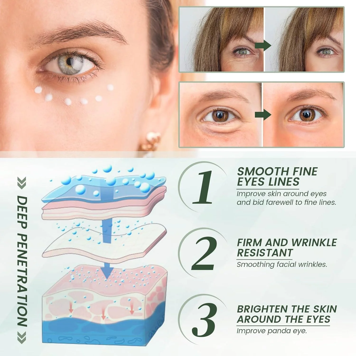 کرم دور چشم ضد پیری، کاهش دهنده چین و چروک، پف زیر چشم، کیسه ها و حلقه های تیره، فرمول مرطوب کننده با مواد طبیعی، بهبود خشکی پوست، صاف کننده خطوط ریز، روشن کننده ناحیه چشم کرم دور چشم ضد پیری، کاهش دهنده چین و چروک، پف زیر چشم، کیسه ها و حلقه های تیره، فرمول مرطوب کننده با مواد طبیعی، بهبود خشکی پوست، صاف کننده خطوط ریز، روشن کننده ناحیه چشم