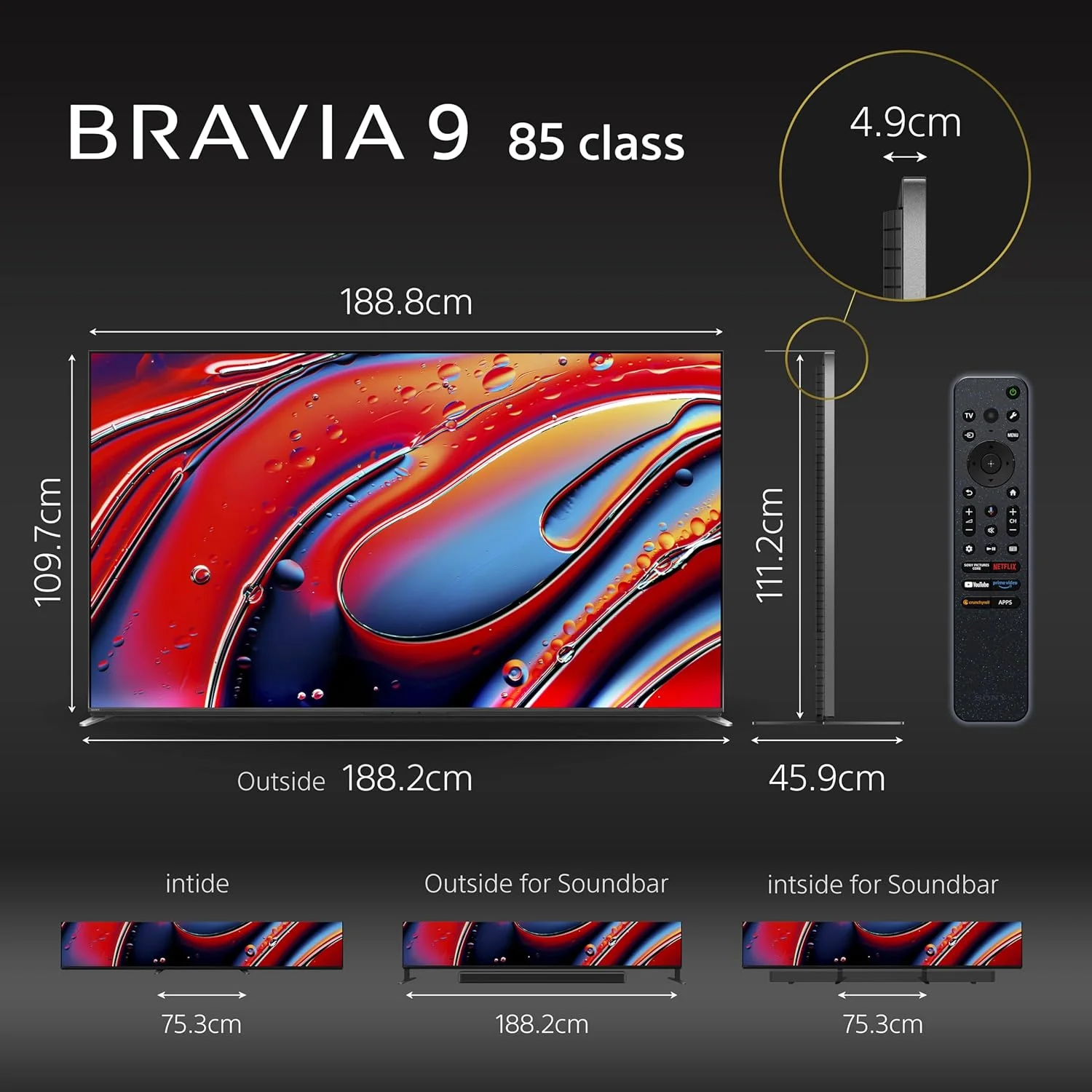 سونی | BRAVIA 9 | تلویزیون 85 اینچی XR BACKLIGHT MASTER DRIVE با روشنایی اوج بالا | روشن‌ترین تلویزیون ما تا کنون برای سینما، ورزش و بازی PS5 | تلویزیون هوشمند 4K HDR (Google TV) | مدل 2024 امارات