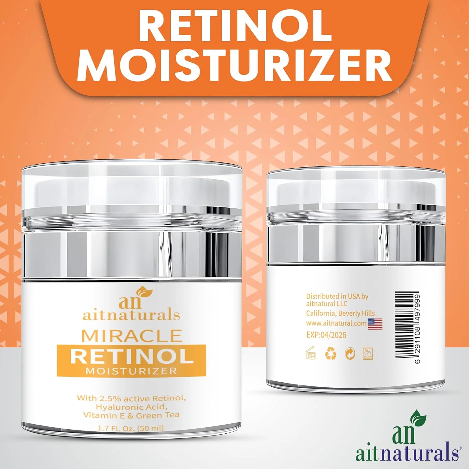 کرم مرطوب کننده صورت و دور چشم | حاوی رتینول 2.5%، هیالورونیک اسید، ویتامین E و چای سبز | سفت کننده، تقویت کننده، کاهش دهنده چین و چروک و فرمول ضد پیری کرم مرطوب کننده صورت و دور چشم | حاوی رتینول 2.5%، هیالورونیک اسید، ویتامین E و چای سبز | سفت کننده، تقویت کننده، کاهش دهنده چین و چروک و فرمول ضد پیری