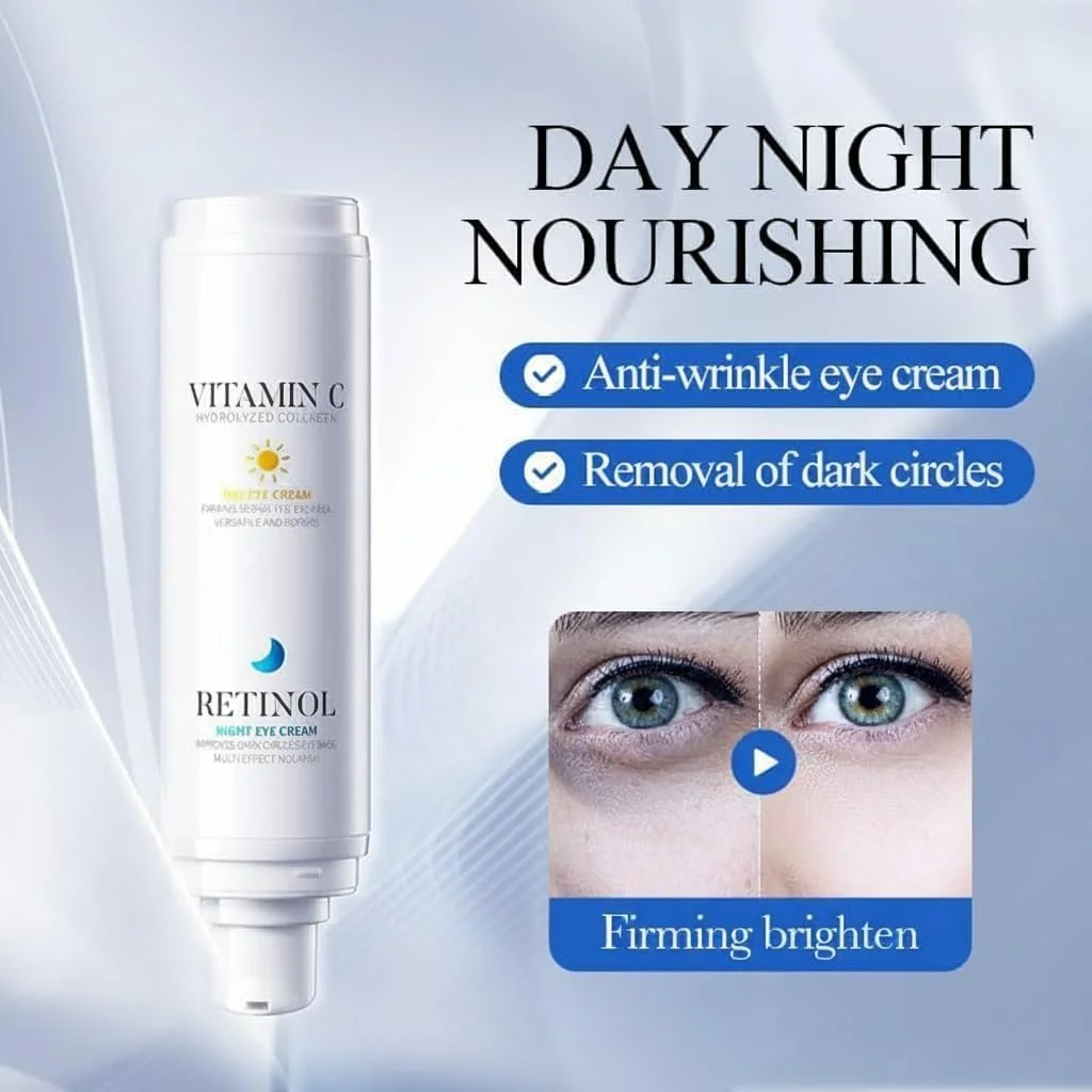 کرم دور چشم ویتامین C + کرم دور چشم رتینول، روز و شب برای سیاهی و پف زیر چشم، ضد چروک و ضد پیری، جلوگیری از پف کردگی و کیسه زیر چشم، آبرسان، احیا کننده و روشن کننده کرم دور چشم ویتامین C + کرم دور چشم رتینول، روز و شب برای سیاهی و پف زیر چشم، ضد چروک و ضد پیری، جلوگیری از پف کردگی و کیسه زیر چشم، آبرسان، احیا کننده و روشن کننده