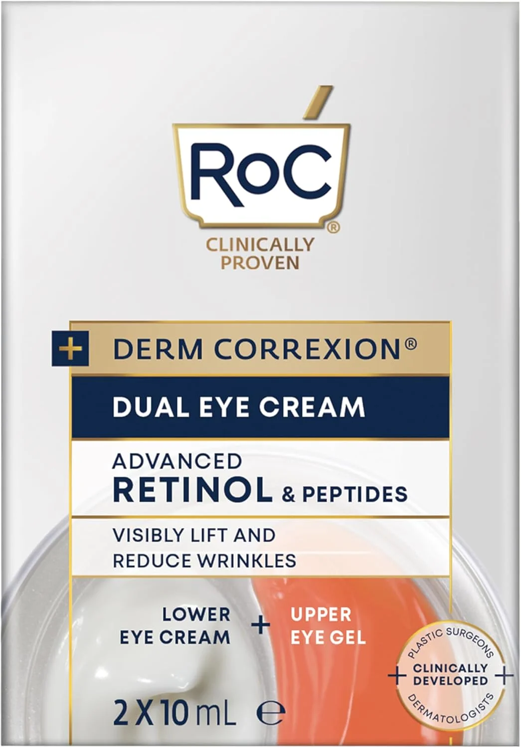 کرم دور چشم دوگانه RoC Derm Correxion، محصول 2 در 1 برای لیفت قابل مشاهده چشم، ژل پلک بالا و کرم زیر چشم، تایید شده توسط متخصص پوست - 10 میلی لیتر کرم دور چشم دوگانه RoC Derm Correxion، محصول 2 در 1 برای لیفت قابل مشاهده چشم، ژل پلک بالا و کرم زیر چشم، تایید شده توسط متخصص پوست - 10 میلی لیتر