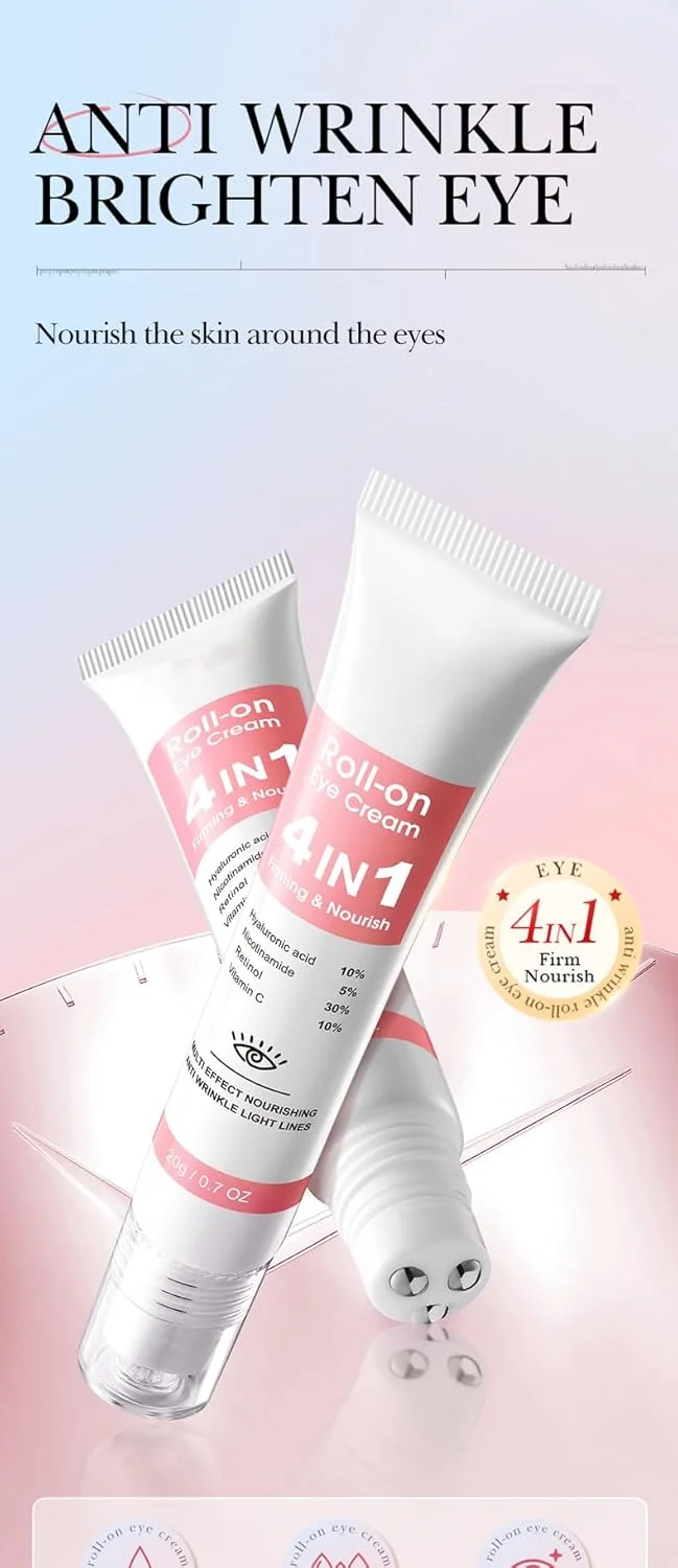 کرم دور چشم رولی با فرمول 4 در 1، آبرسان، روشن کننده و سفت کننده ناحیه دور چشم، حاوی هیالورونیک اسید، ویتامین C، نیاسینامید و رتینول، مغذی پوست، کاهش دهنده حلقه های تیره، پف و خطوط ریز کرم دور چشم رولی با فرمول 4 در 1، آبرسان، روشن کننده و سفت کننده ناحیه دور چشم، حاوی هیالورونیک اسید، ویتامین C، نیاسینامید و رتینول، مغذی پوست، کاهش دهنده حلقه های تیره، پف و خطوط ریز