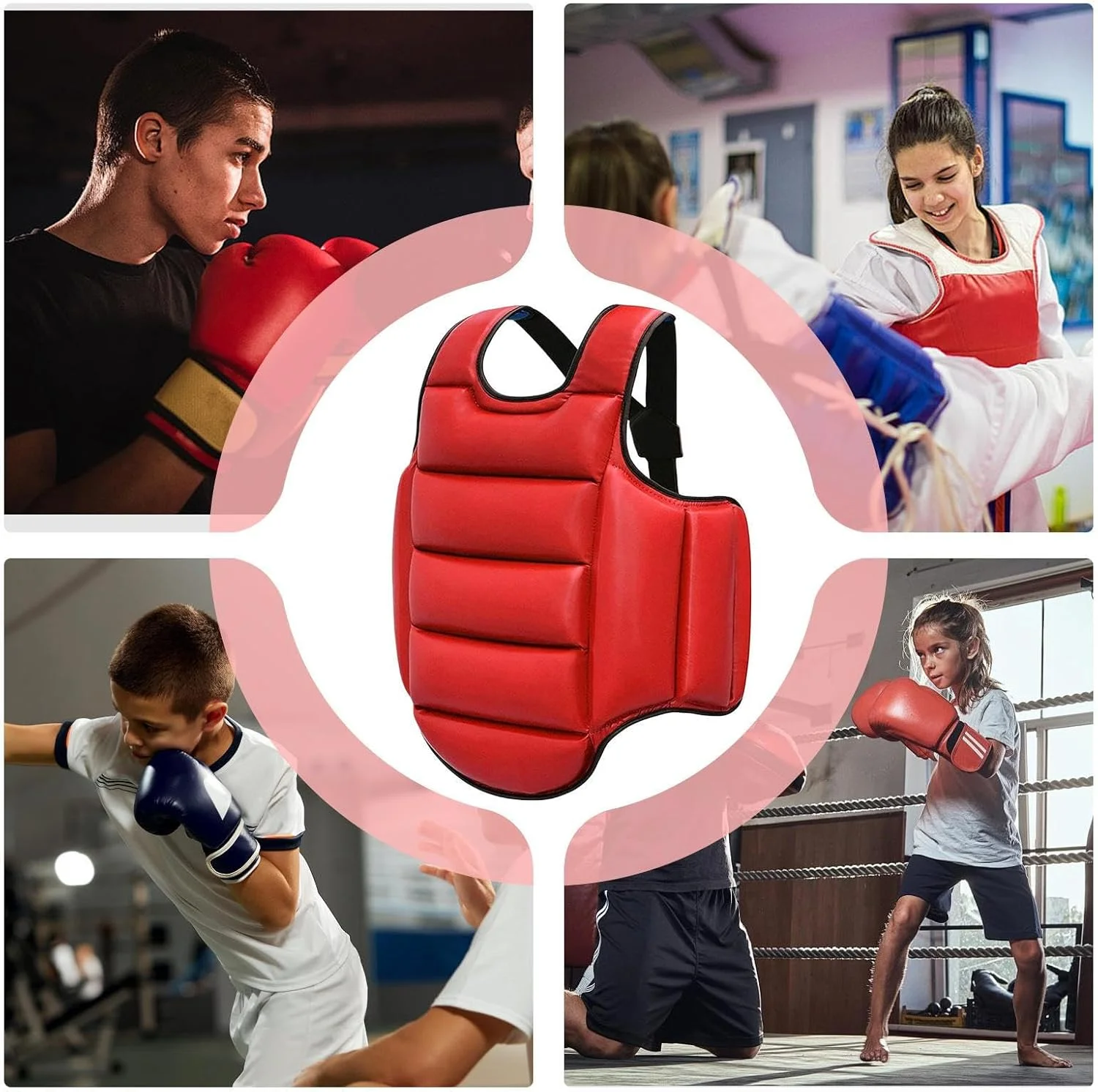 محافظ بدن بوکس - محافظ سینه شکم برای کیک بوکسینگ - لوازم جانبی تمرین تنفسی قابل تنظیم برای ورزش های رزمی هنرهای رزمی
