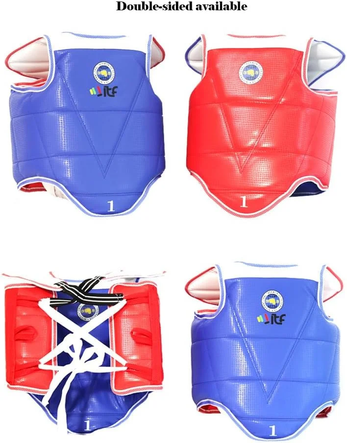 محافظ بدن دو رو تکواندو کاراته هنرهای رزمی TKD، محافظ سینه، محافظ شکم برای تمرین سایز 3