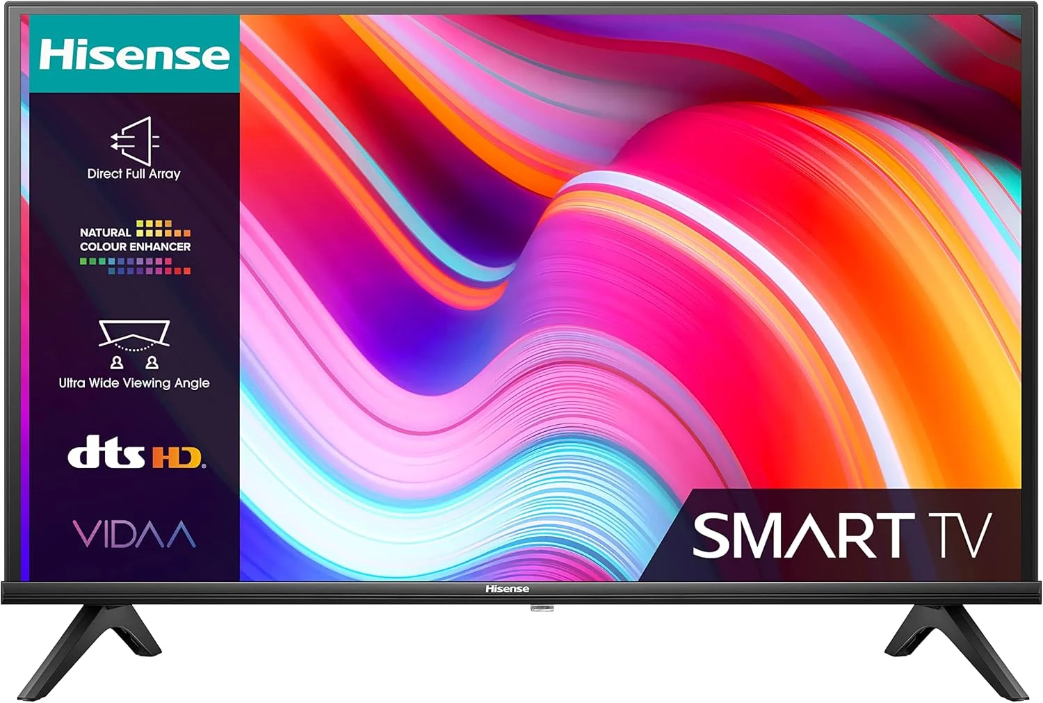 تلویزیون هوشمند 40 اینچ Hisense FHD VIDAA مدل 40A4KTUK - تقویت کننده طبیعی تصویر، HDMI، اشتراک گذاری با تلویزیون، یوتیوب، Freeview Play، نتفلیکس و دیزنی پلاس (مدل 2023)