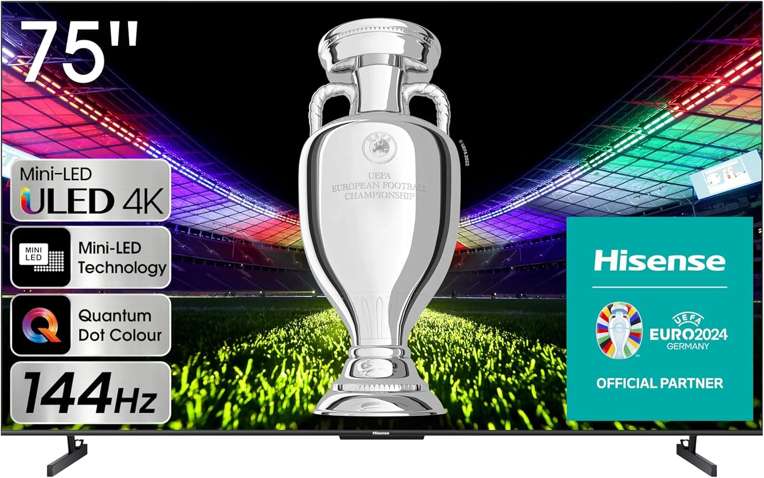 تلویزیون هوشمند 75 اینچی هایسنس سری U7 مدل Mini-LED ULED 4K UHD (مدل 75U7K، 2024) - QLED، نرخ نوسازی 144 هرتز، روشنایی 1000 نیت، Dolby Vision IQ، کم نور شدن موضعی Full Array، حالت بازی Pro، سازگاری با الکسا (بازسازی شده)