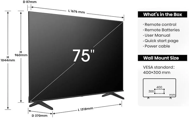 تلویزیون هوشمند 75 اینچ هایسنس UHD 4K مدل A6N با Dolby Vision، حالت بازی پلاس، حرکت روان با MEMC، حالت ورزشی هوش مصنوعی، کنترل صوتی، اشتراک گذاری به تلویزیون، یوتیوب، نتفلیکس، دیزنی پلاس، شاهد و آنغامی، A61N (نسخه امارات 2024) تلویزیون هوشمند 75 اینچ هایسنس UHD 4K مدل A6N با Dolby Vision، حالت بازی پلاس، حرکت روان با MEMC، حالت ورزشی هوش مصنوعی، کنترل صوتی، اشتراک گذاری به تلویزیون، یوتیوب، نتفلیکس، دیزنی پلاس، شاهد و آنغامی، A61N (نسخه امارات 2024)