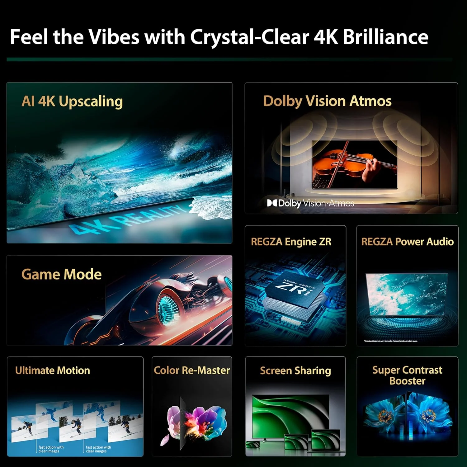 تلویزیون هوشمند 55 اینچ UHD توشیبا C350N - ارتقاء کیفیت تصویر 4K با هوش مصنوعی، صدای REGZA Power، حرکت نهایی، حالت ورزشی، DTS X، حالت بازی، Dolby Vision Atmos (مدل 2024) تلویزیون هوشمند 55 اینچ UHD توشیبا C350N - ارتقاء کیفیت تصویر 4K با هوش مصنوعی، صدای REGZA Power، حرکت نهایی، حالت ورزشی، DTS X، حالت بازی، Dolby Vision Atmos (مدل 2024)