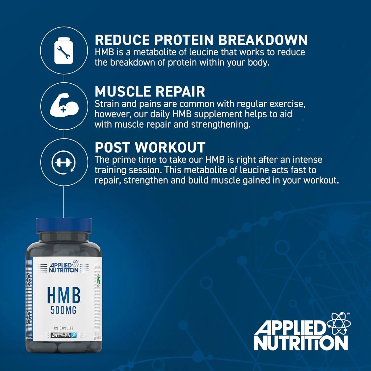 مکمل اچ ام بی Applied Nutrition - کپسول های اچ ام بی 500 میلی گرم، متابولیت لوسین، برای رشد و ترمیم عضلات (120 کپسول - 60 سروینگ) مکمل اچ ام بی Applied Nutrition - کپسول های اچ ام بی 500 میلی گرم، متابولیت لوسین، برای رشد و ترمیم عضلات (120 کپسول - 60 سروینگ)