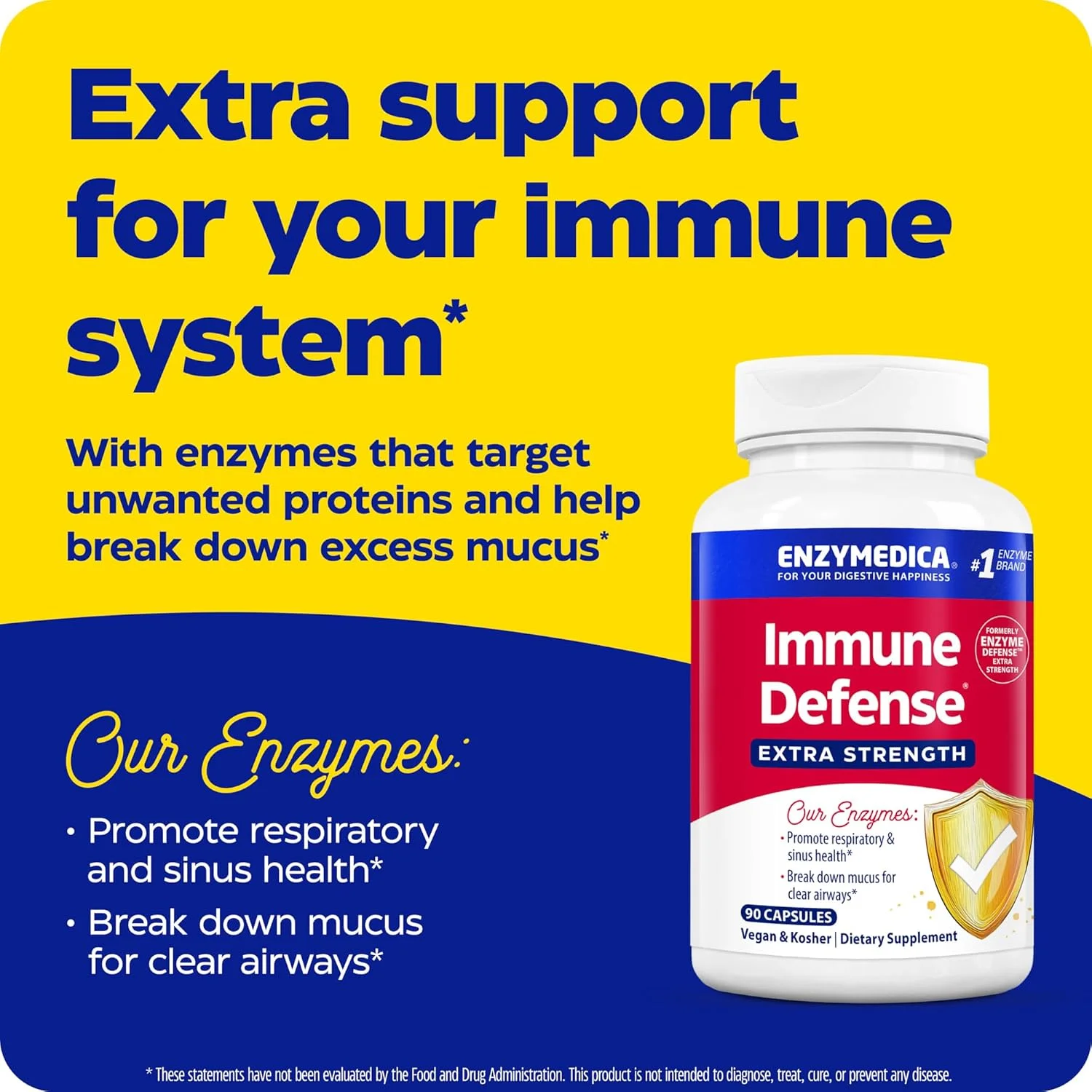 آنزیمدیکا - Enzyme Defense Extra Strength، پیشرفته ترین پشتیبانی از سیستم ایمنی، 90 کپسول آنزیمدیکا - Enzyme Defense Extra Strength، پیشرفته ترین پشتیبانی از سیستم ایمنی، 90 کپسول