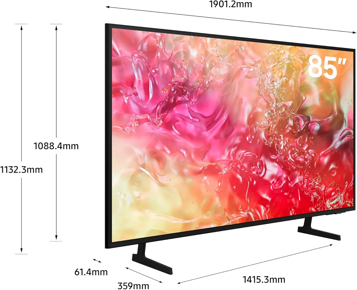 تلویزیون 85 اینچ کریستال UHD سامسونگ، DU7000، 4K، PurColor، ارتقاء کیفیت 4K، Samsung TV Plus، Q-Symphony، تلویزیون هوشمند Tizen، UA85DU7000UXZN (نسخه امارات متحده عربی - 2024)