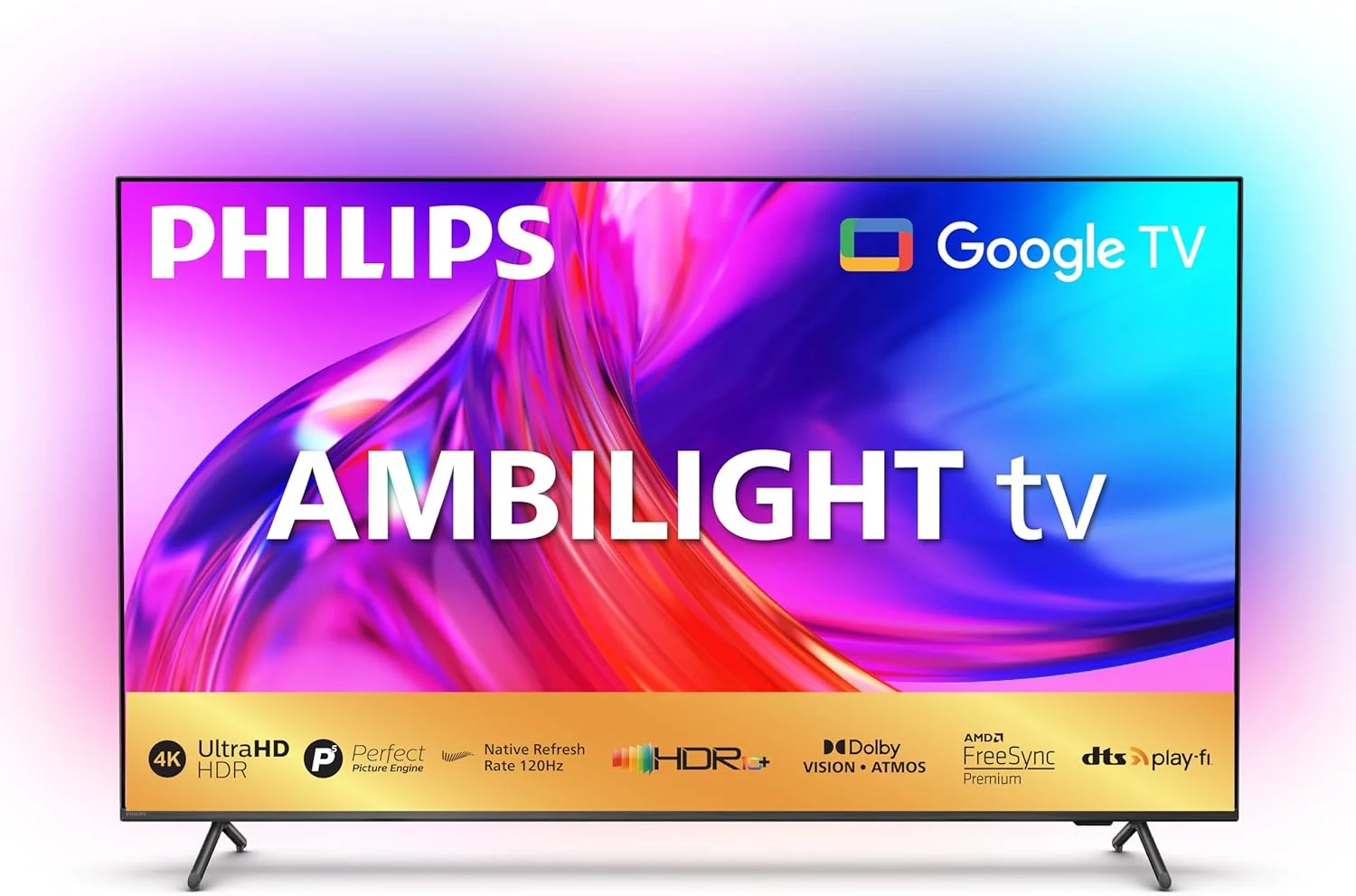 تلویزیون هوشمند 50 اینچی فیلیپس Ambilight Premium Google TV | نرخ نوسازی 120 هرتز | پردازنده هوش مصنوعی | Dolby Vision | Dolby Atmos | DTS Play-Fi | Micro Dimming Pro | HDR 10+ | HLG | Calaman Ready | 4K UHD | 50PUT8808